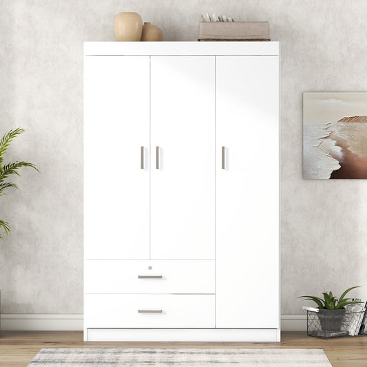 Melysen 3-Door Wardrobe with 2 Drawers, White