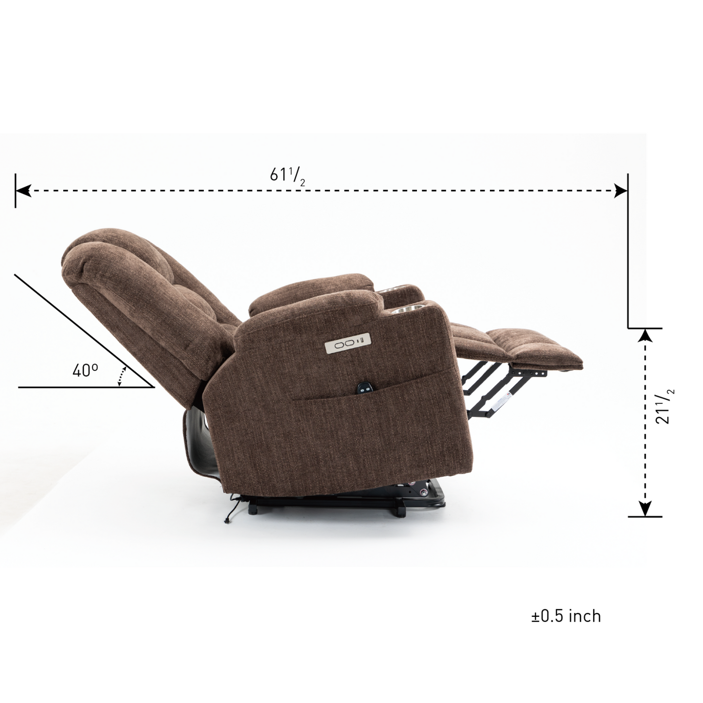 Melysen Large Power Lift Recliner Chair with Massage and Heat for Elderly, Overstuffed Wide Recliners, Heavy Duty Motion Mechanism with USB and Type C Ports, 2 Steel Cup Holders, Brown