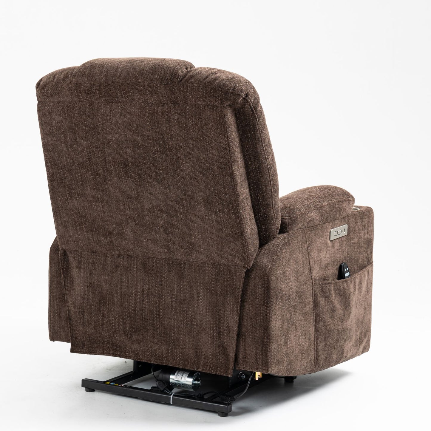 Melysen Large Power Lift Recliner Chair with Massage and Heat for Elderly, Overstuffed Wide Recliners, Heavy Duty Motion Mechanism with USB and Type C Ports, 2 Steel Cup Holders, Brown