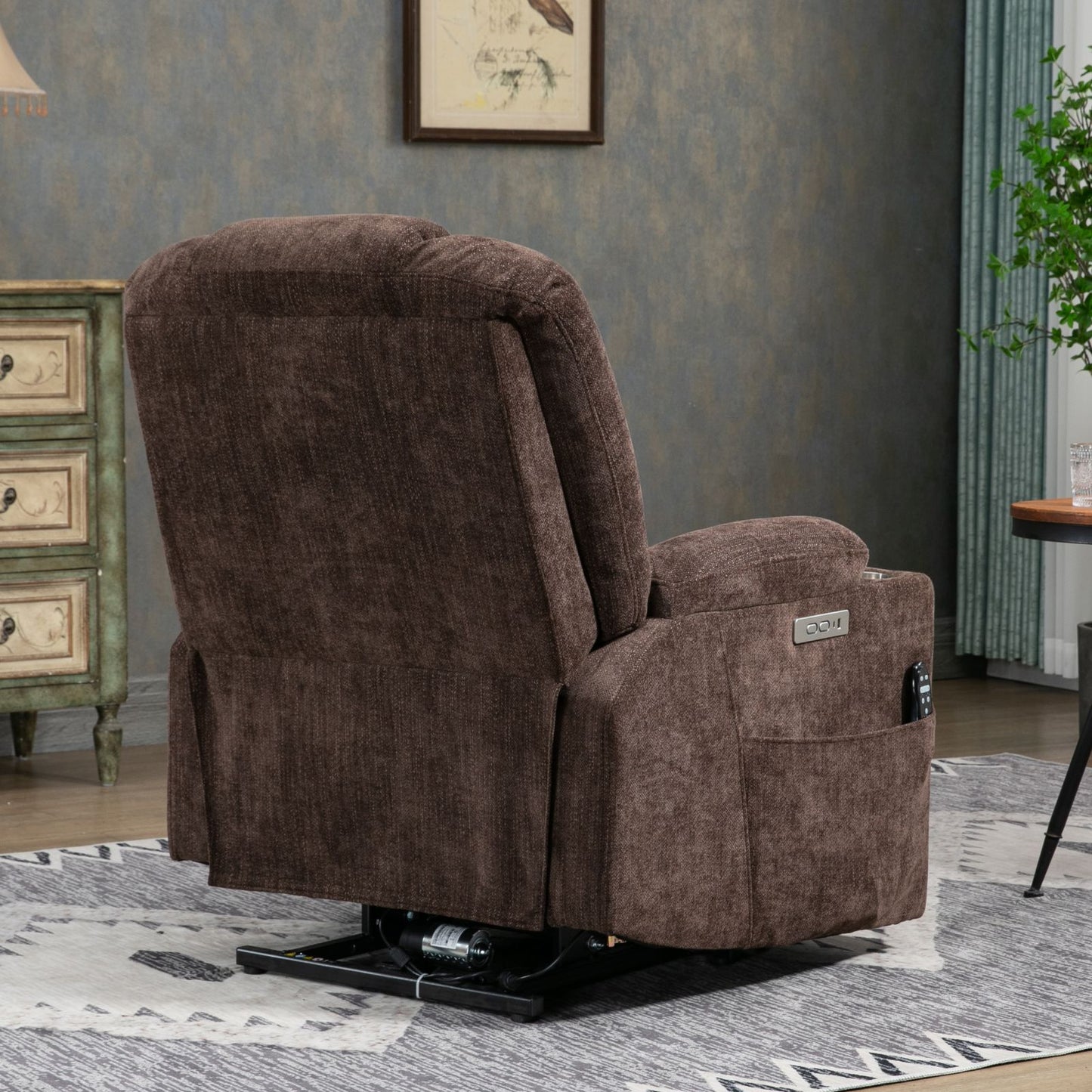 Melysen Large Power Lift Recliner Chair with Massage and Heat for Elderly, Overstuffed Wide Recliners, Heavy Duty Motion Mechanism with USB and Type C Ports, 2 Steel Cup Holders, Brown