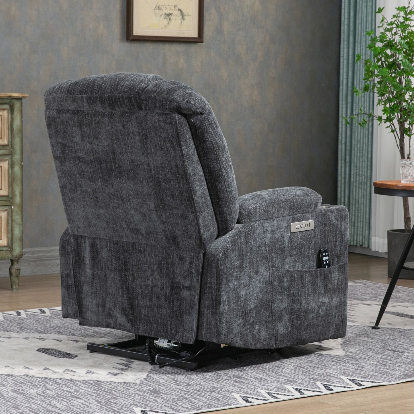 Melysen Large Power Lift Recliner Chair with Massage and Heat for Elderly, Overstuffed Wide Recliners, Heavy Duty Motion Mechanism with USB and Type C Ports, 2 Steel Cup Holders, Gray