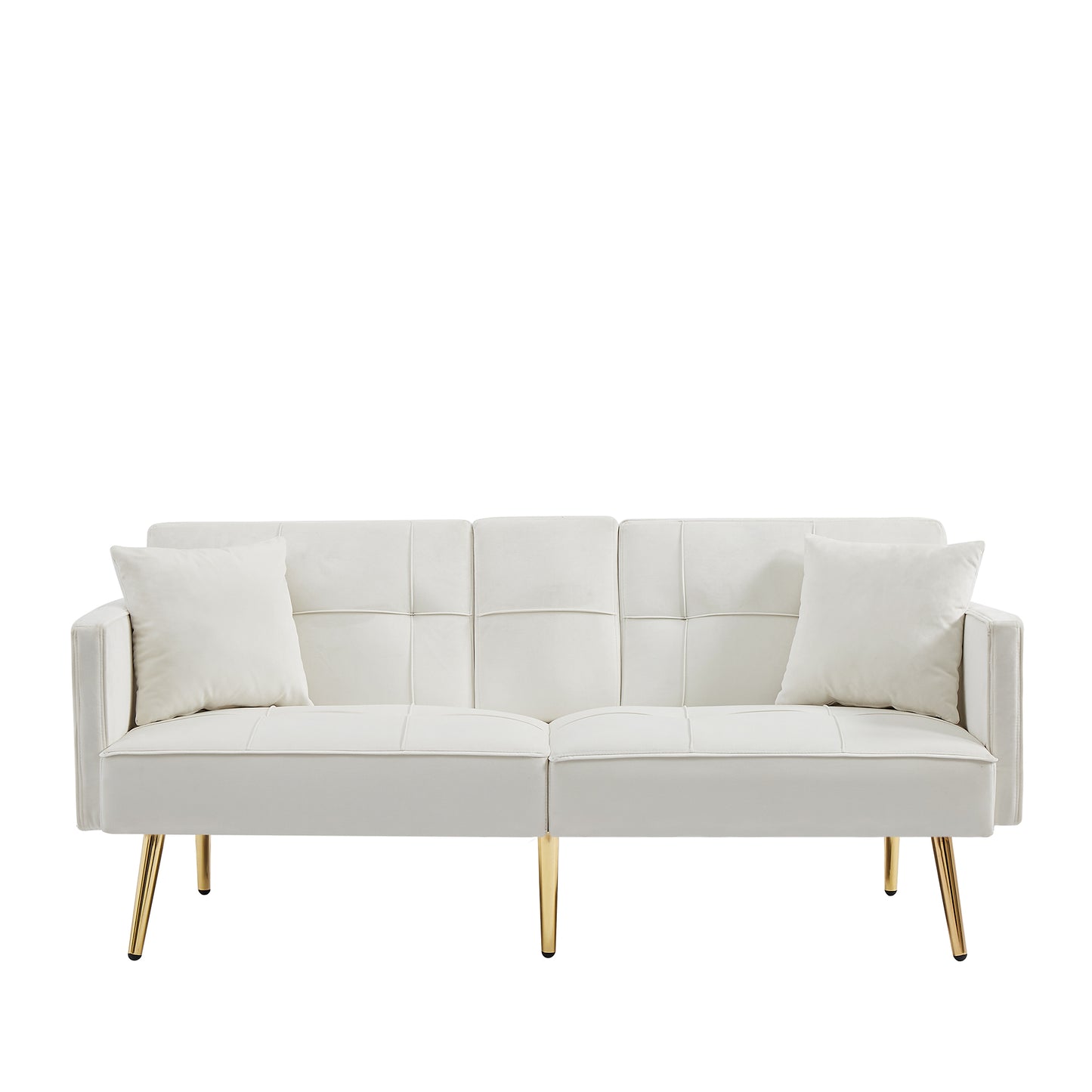 Melysen Velvet Futon Sofa Bed with Gold Metal Legs