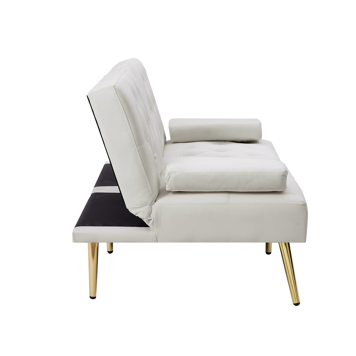 Melysen Cream White Velvet Sofa Bed