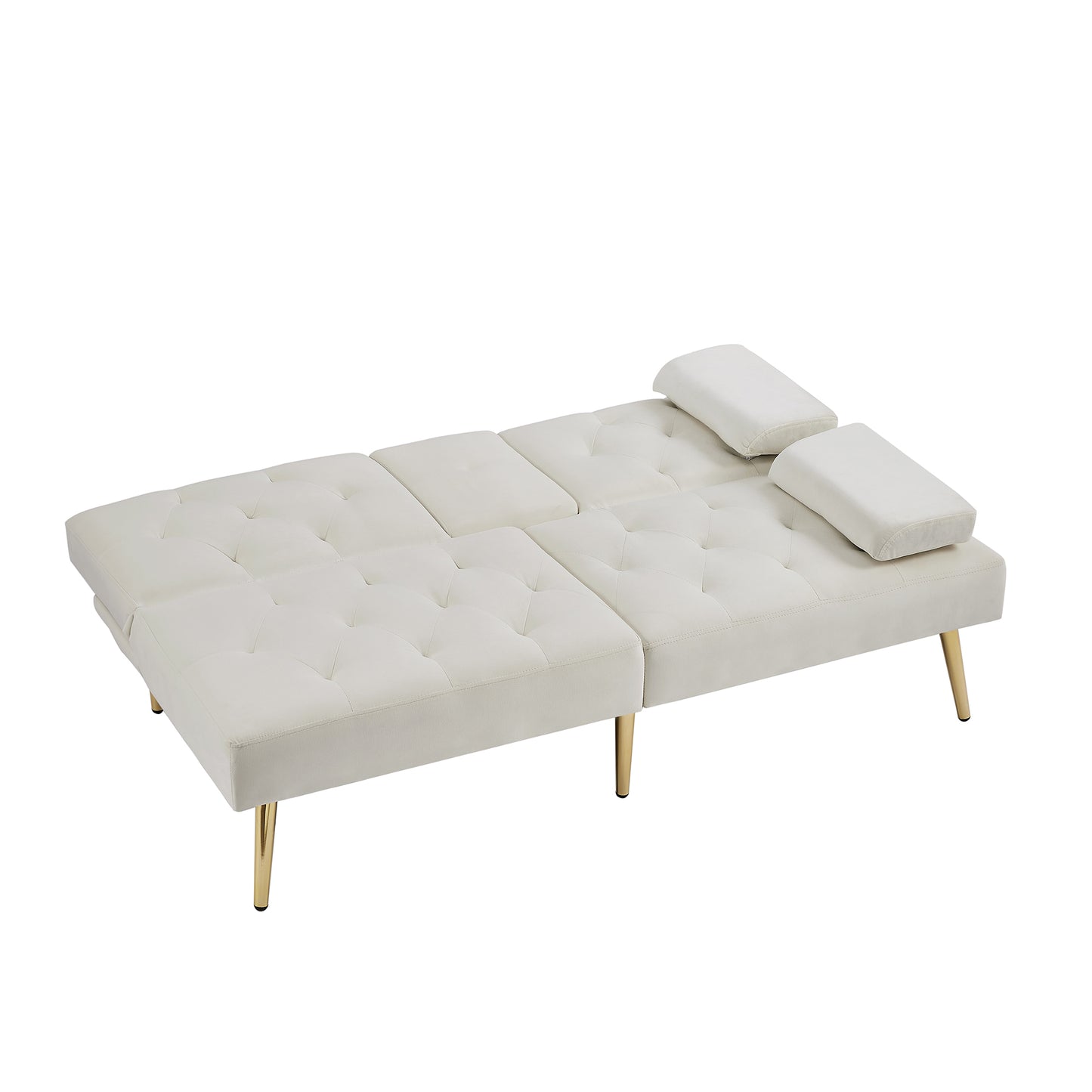 Melysen Cream White Velvet Sofa Bed