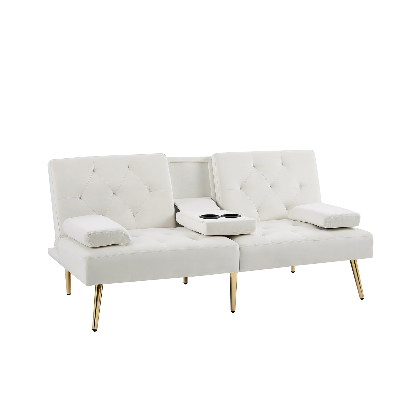 Melysen Cream White Velvet Sofa Bed