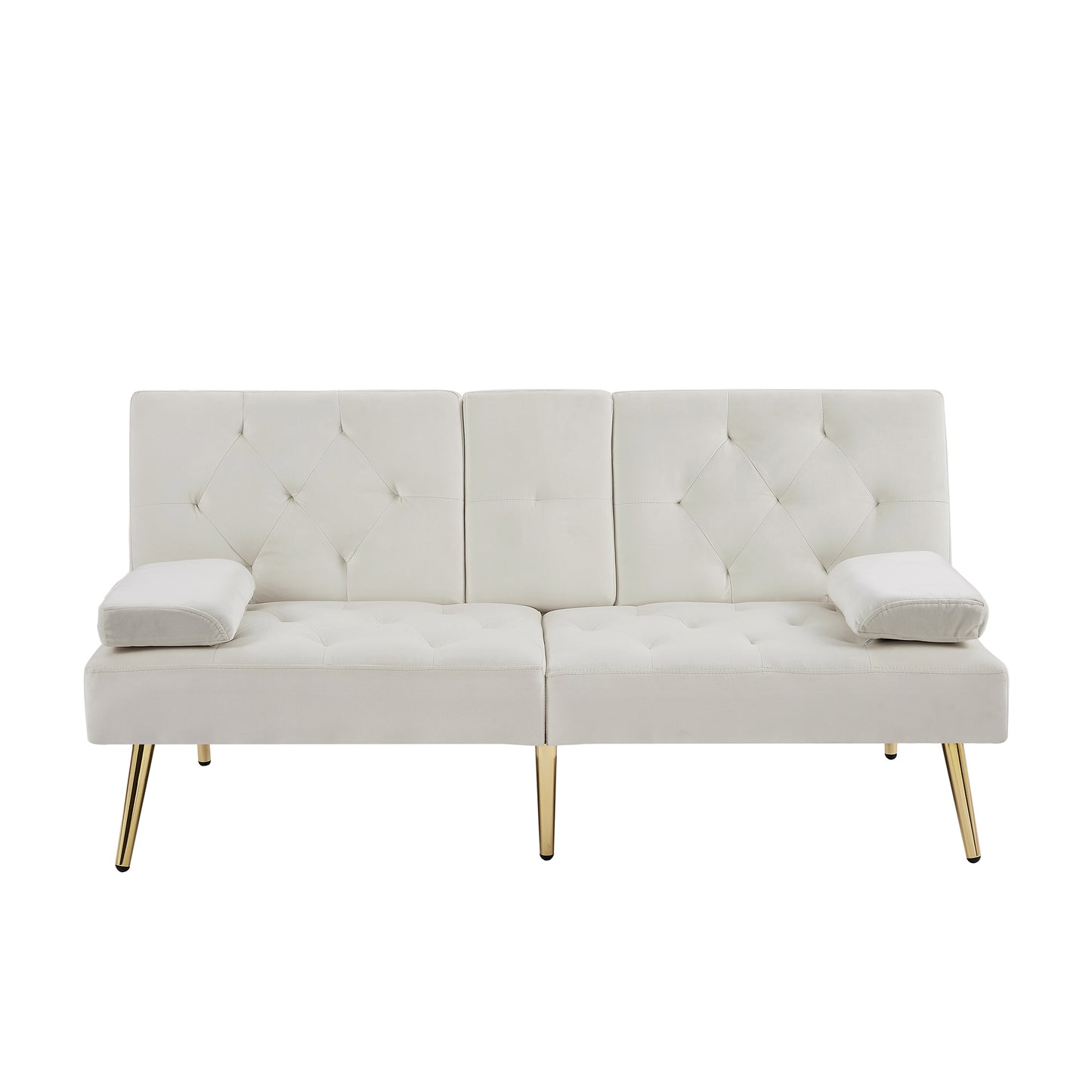 Melysen Cream White Velvet Sofa Bed