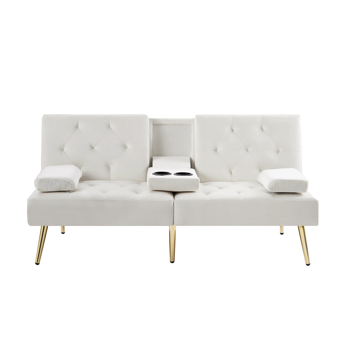 Melysen Cream White Velvet Sofa Bed