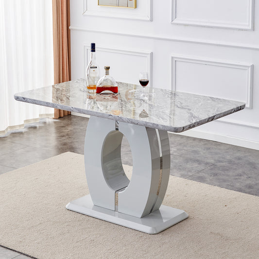 Melysen Modern Simple and Luxurious Grey Imitation Marble Grain Dining Table Rectangular office Table