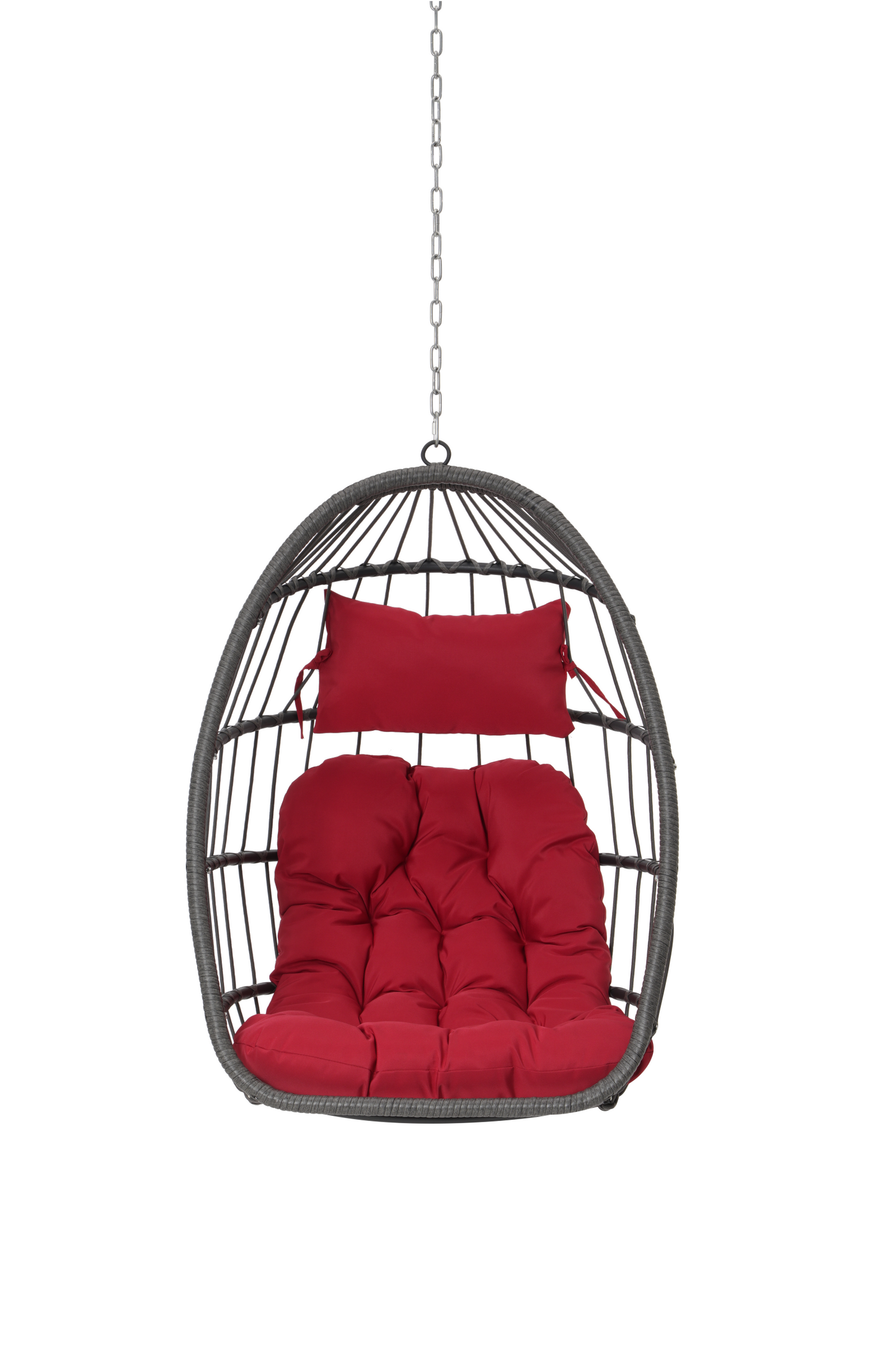 Melysen Outdoor Garden Rattan Egg Swing Chair Hanging Chair Wood,Red