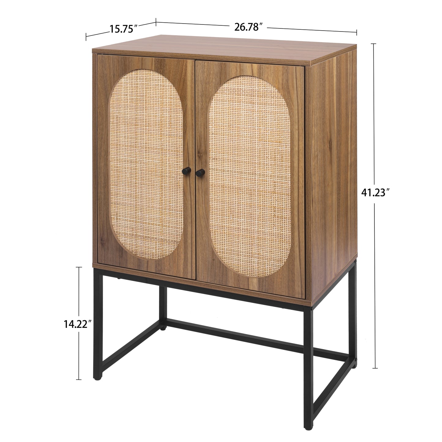 Melysen Natural rattan, Allen 2 Door high cabinet, rattan, Built-in adjustable shelf, Easy Assembly, Free Standing Cabinet for Living Room Bedroom