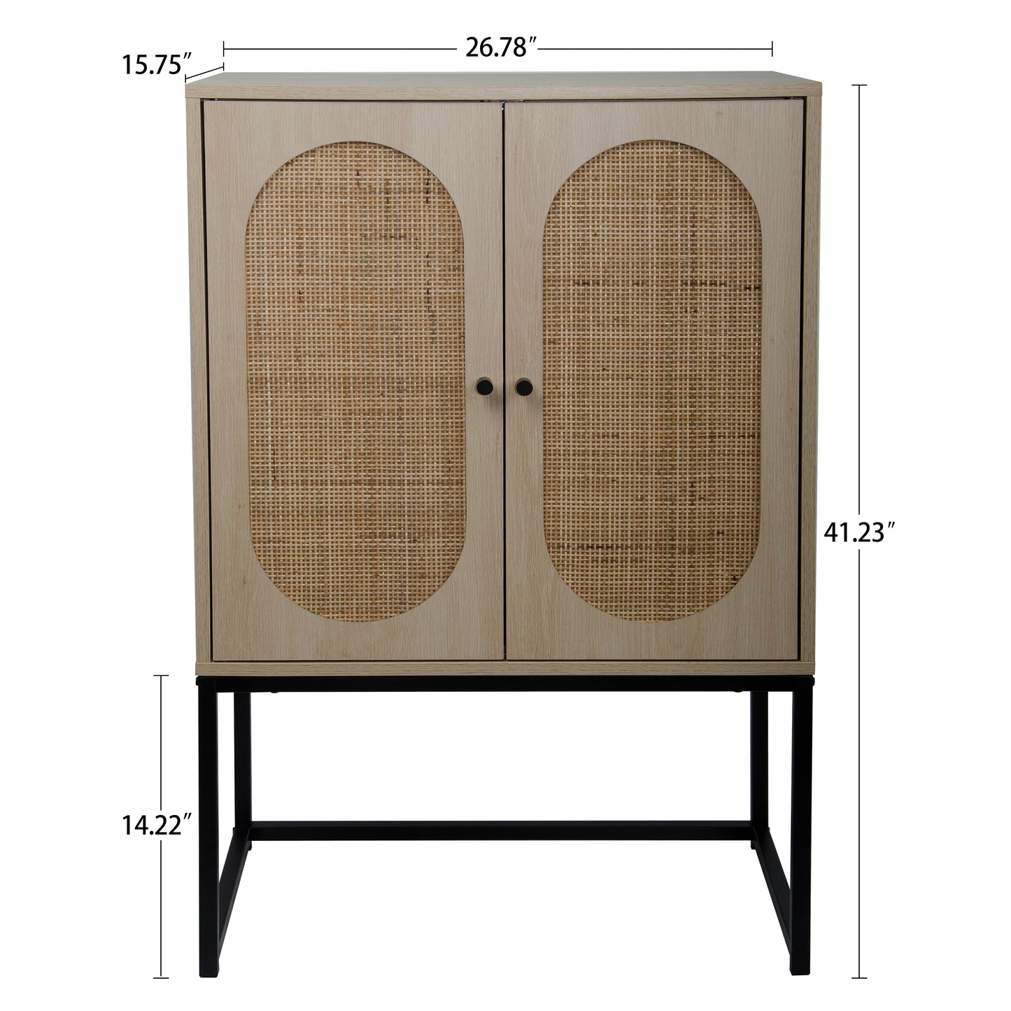 Melysen Allen 2 Door high cabinet, rattan, Built-in adjustable shelf, Easy Assembly, Free Standing Cabinet for Living Room Bedroom