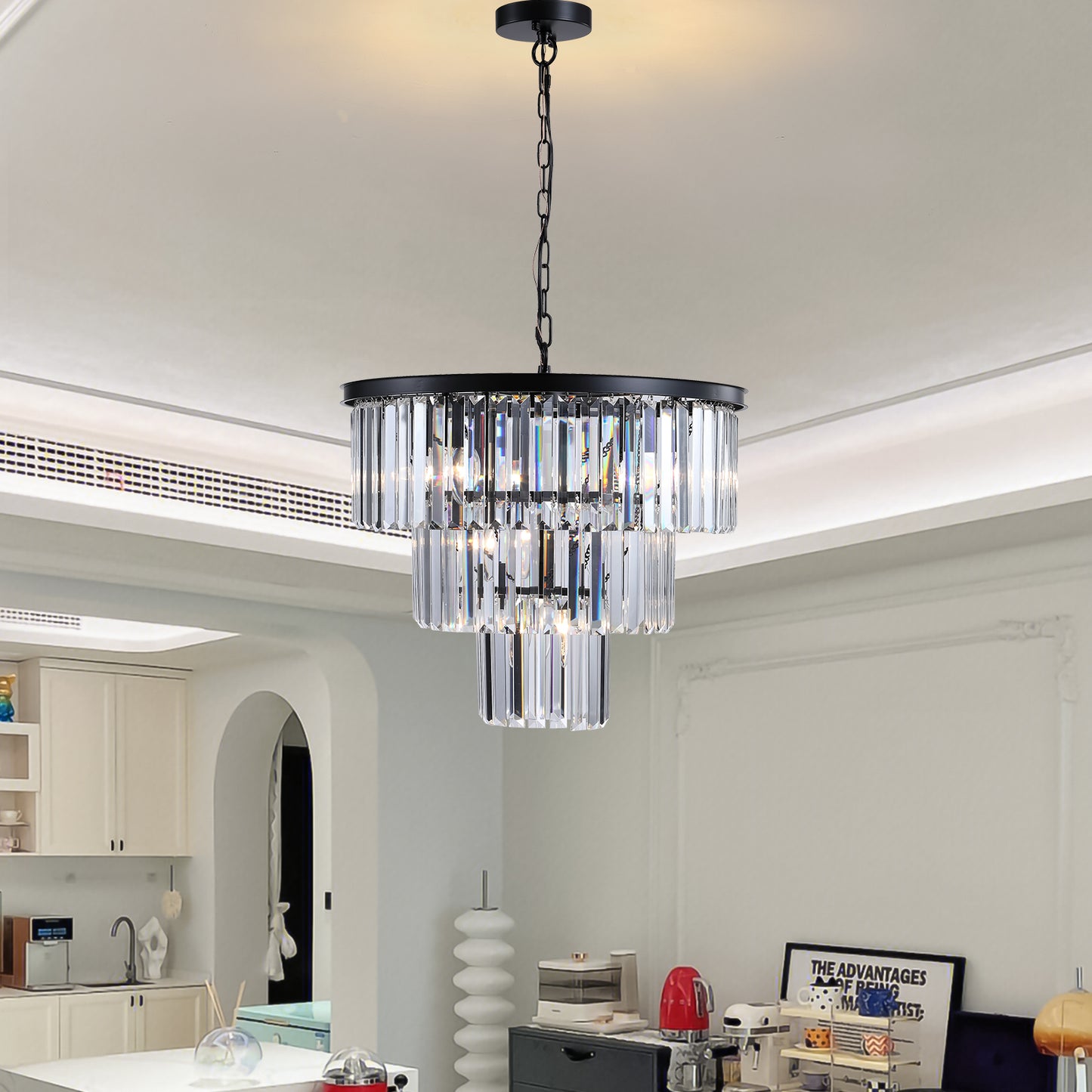 7-E12 Black Luxury Crystal Chandelier(No Bulbs)