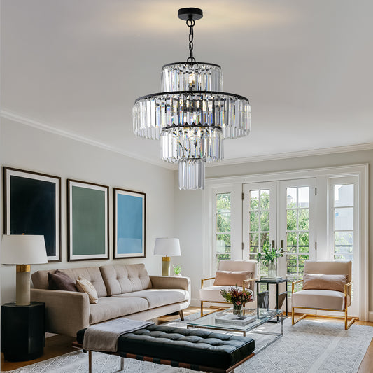 12-E12 Black Luxury Crystal Chandelier(No Bulbs)