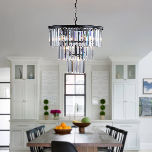 7-E12 Black Luxury Crystal Chandelier(No Bulbs)