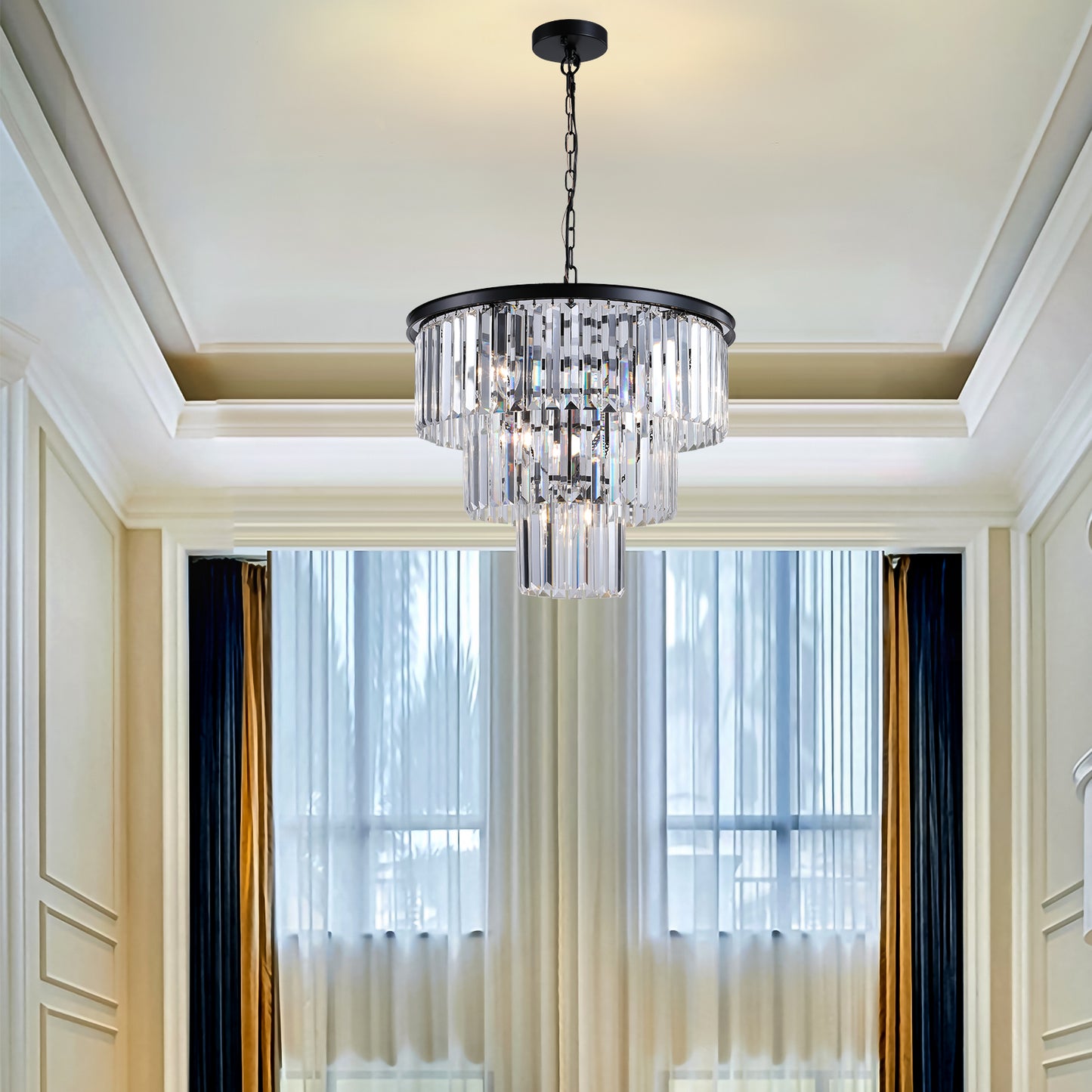 7-E12 Black Luxury Crystal Chandelier(No Bulbs)