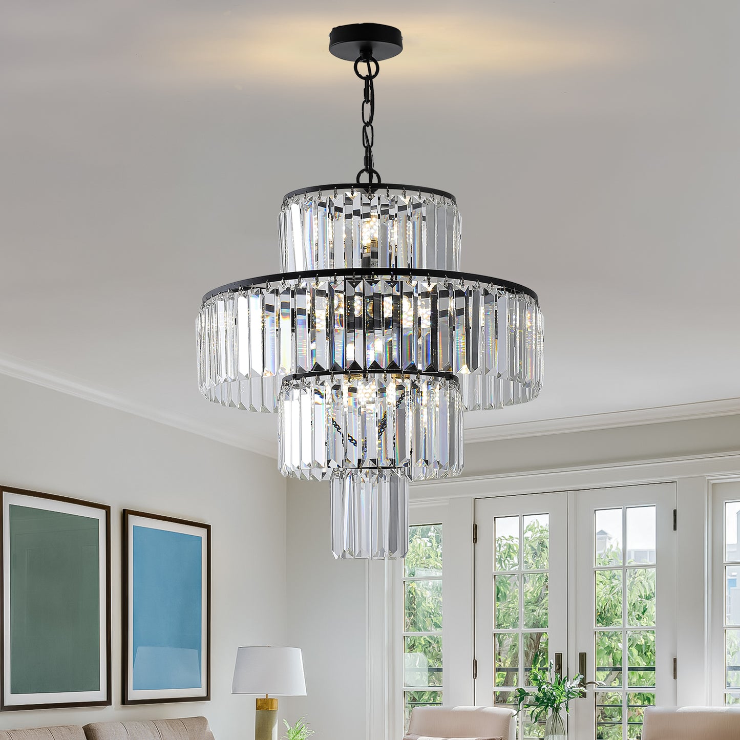 12-E12 Black Luxury Crystal Chandelier(No Bulbs)