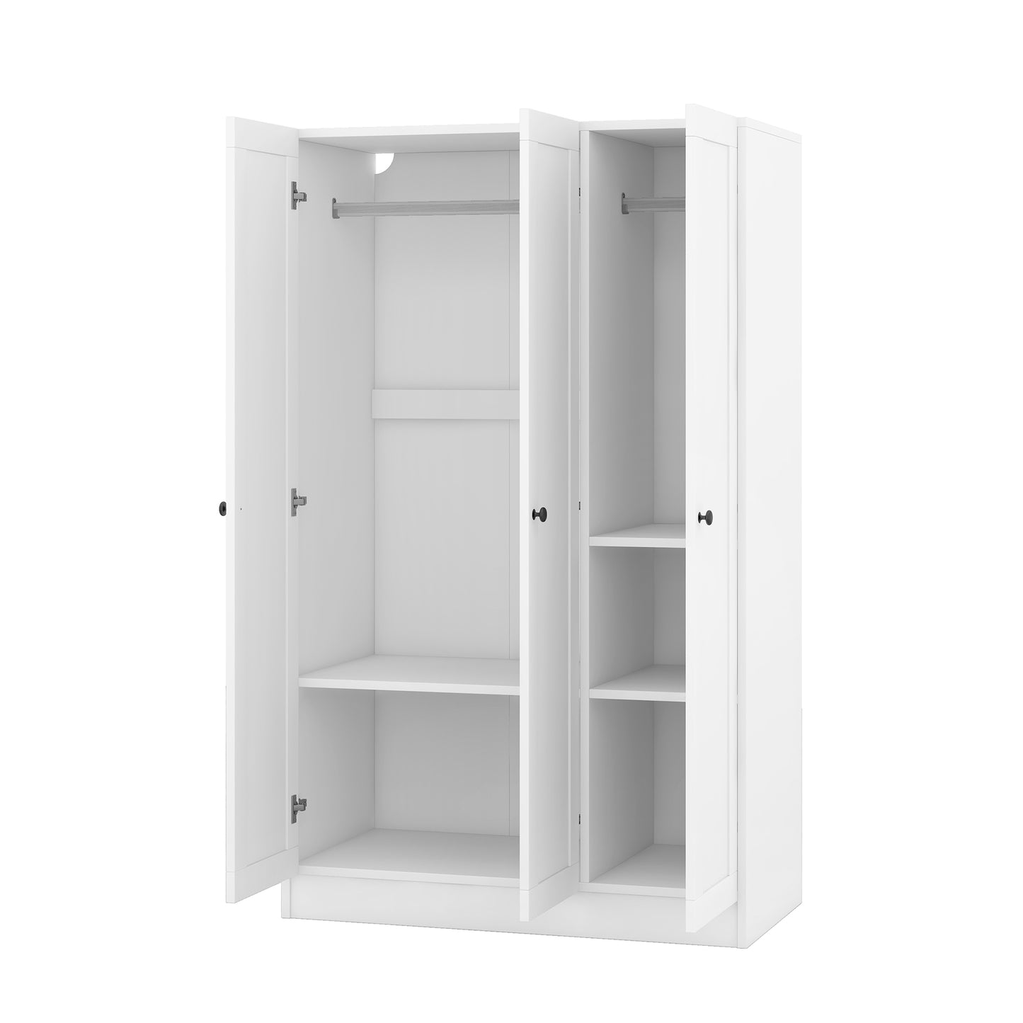 Melysen 3-Door Shutter Wardrobe with shelves, White