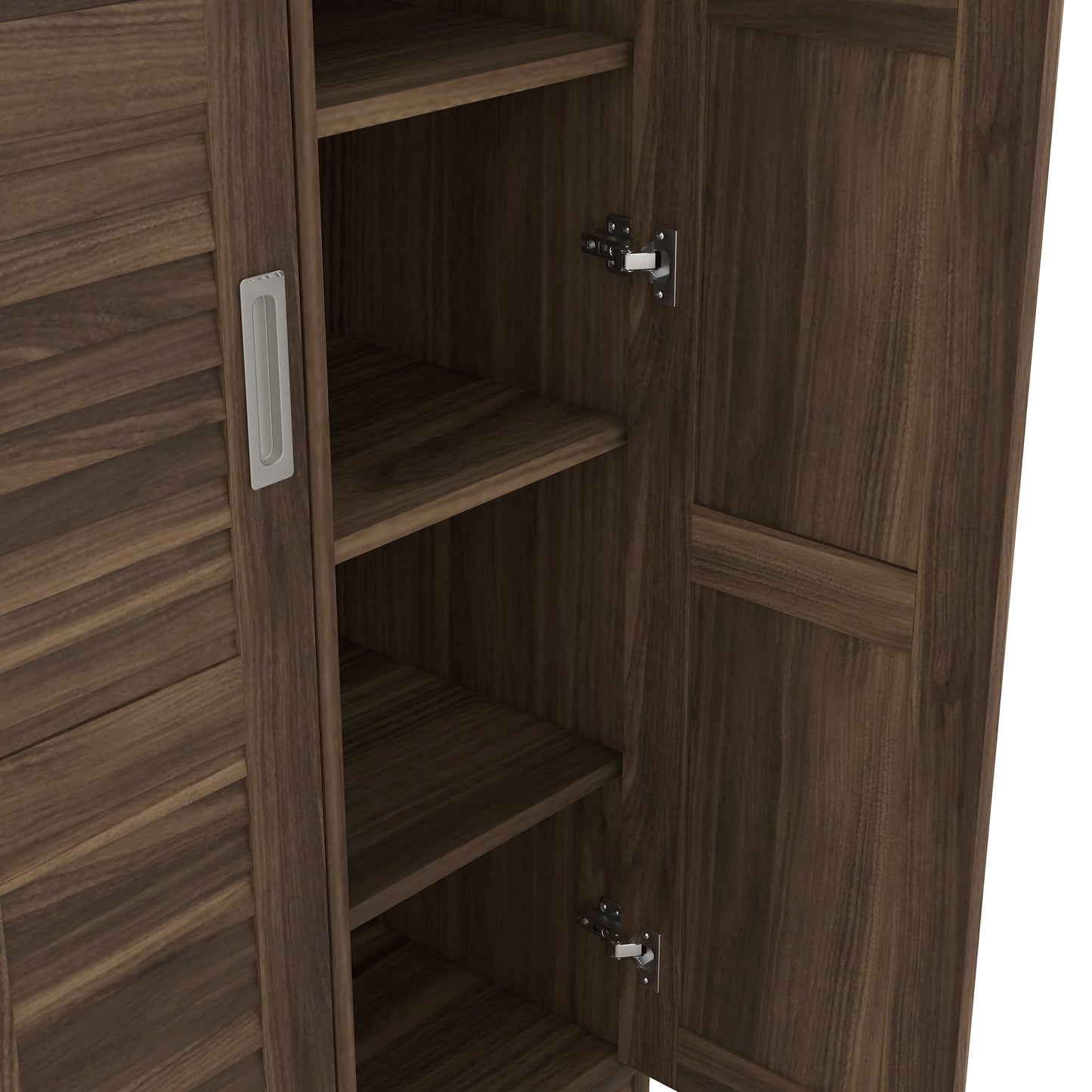 Melysen 3-Door Shutter Wardrobe with shelves, Walnut