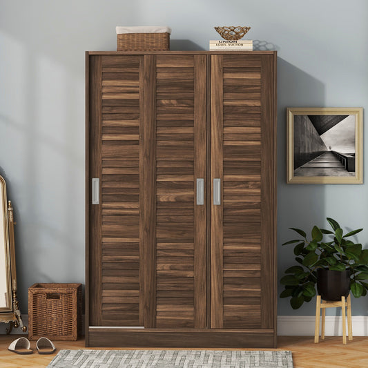 Melysen 3-Door Shutter Wardrobe with shelves, Walnut