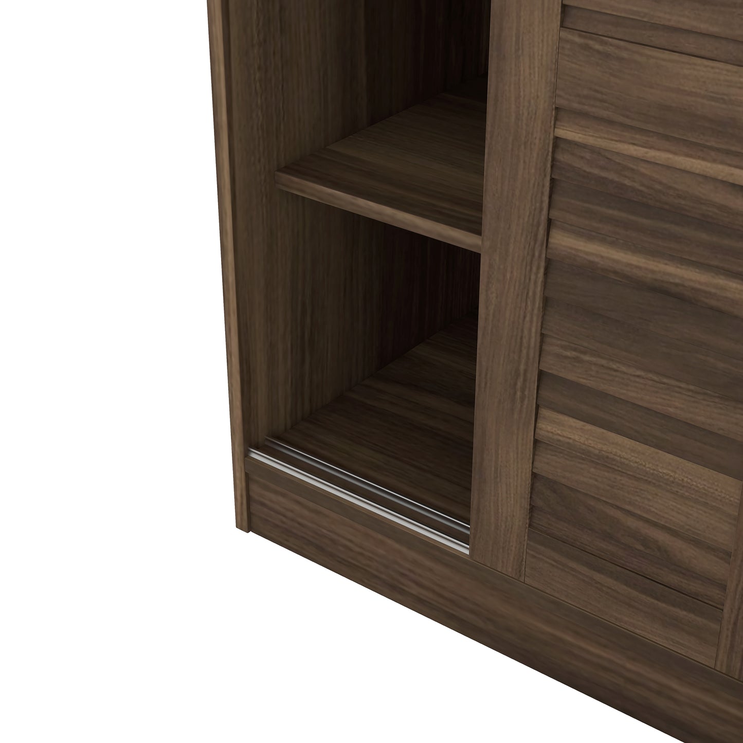 Melysen 3-Door Shutter Wardrobe with shelves, Walnut