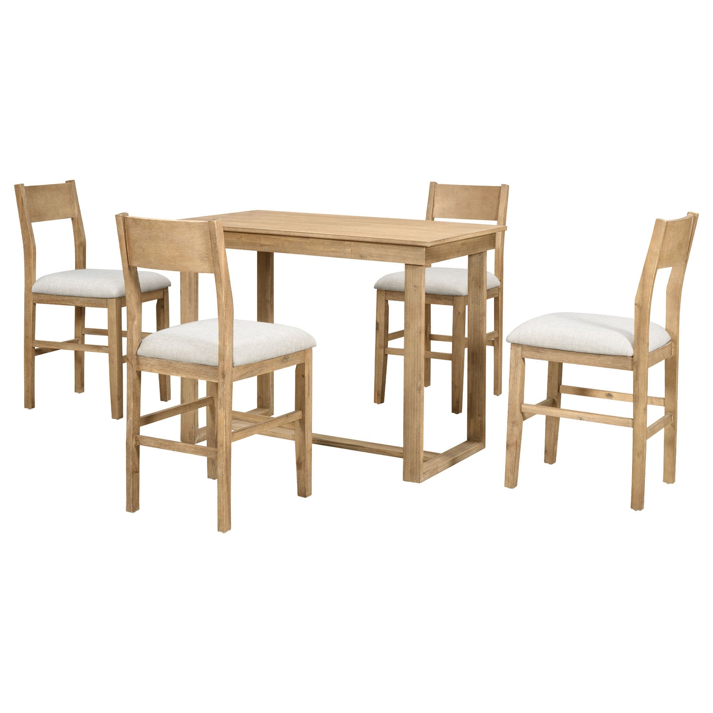 Melysen Farmhouse Counter Height 5-Piece Dining Table Set with 1 Rectangular Dining Table and 4 Dining Chairs for Small Places