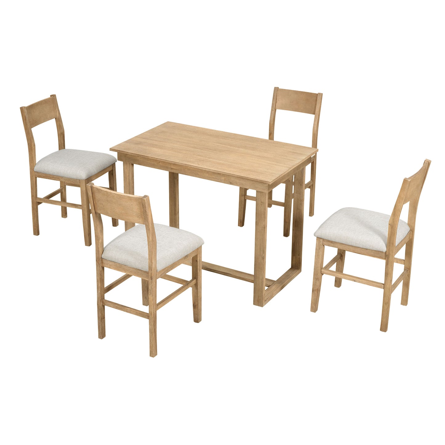 Melysen Farmhouse Counter Height 5-Piece Dining Table Set with 1 Rectangular Dining Table and 4 Dining Chairs for Small Places