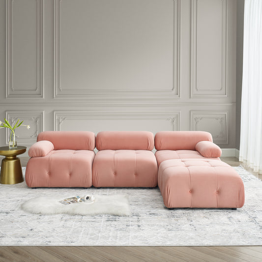 Melysen 93 "Modern Living Room Modular Combined Sofa,Pink Velvet