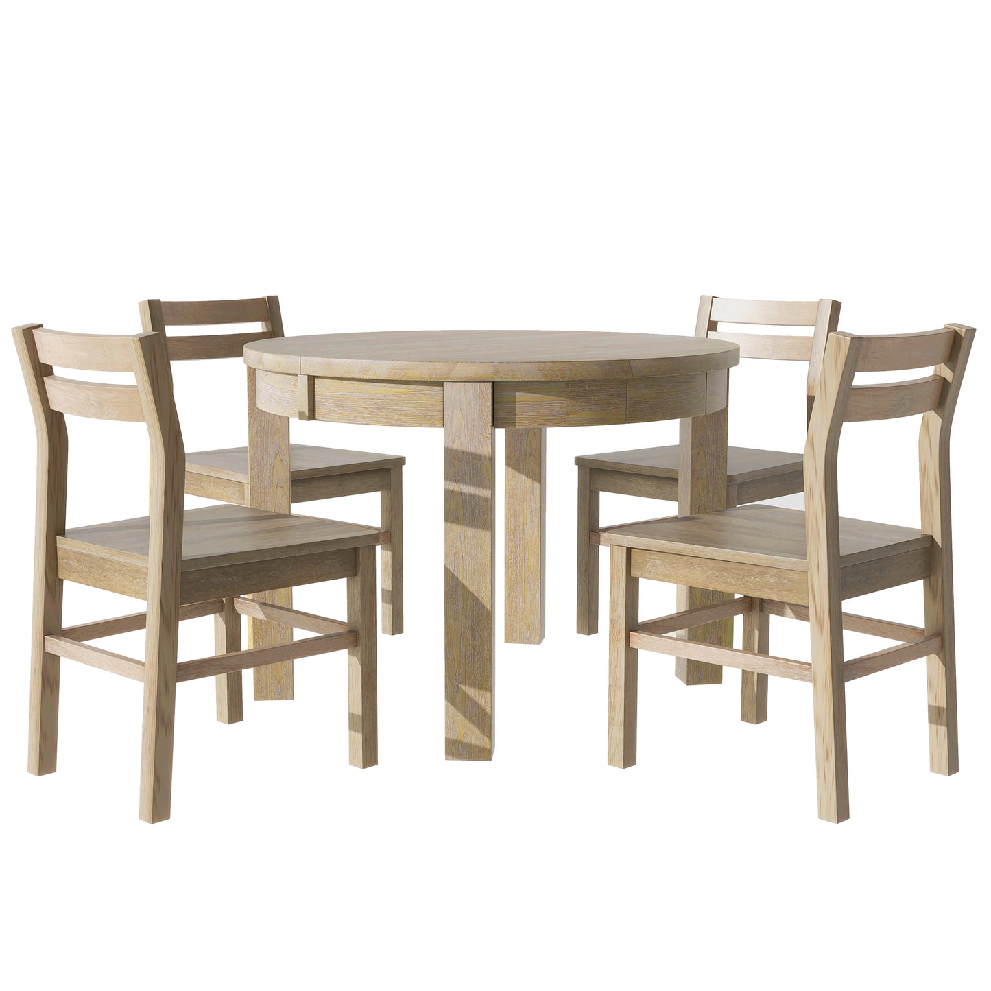 Melysen Farmhouse 5-Piece Extendable Round Dining Table Set with Storage Drawers and 4 Dining Chairs,16" Removable Leaf