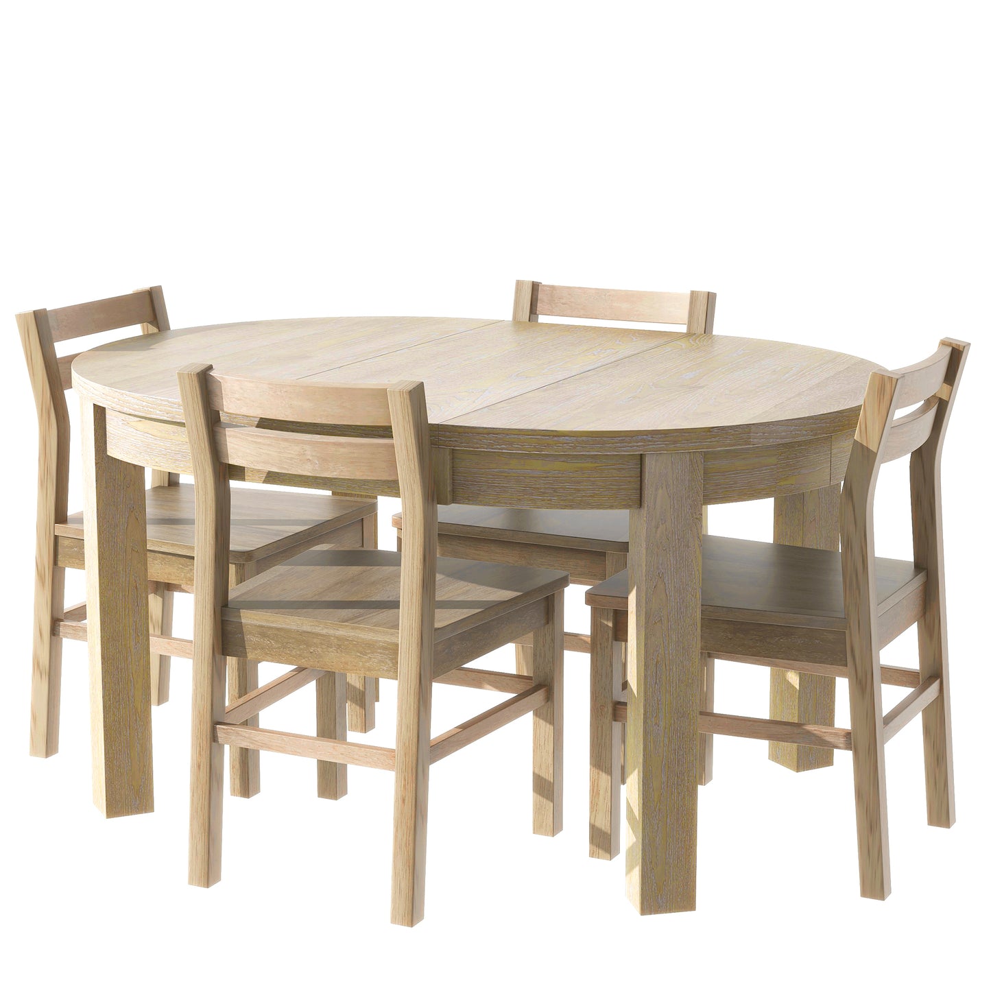 Melysen Farmhouse 5-Piece Extendable Round Dining Table Set with Storage Drawers and 4 Dining Chairs,16" Removable Leaf