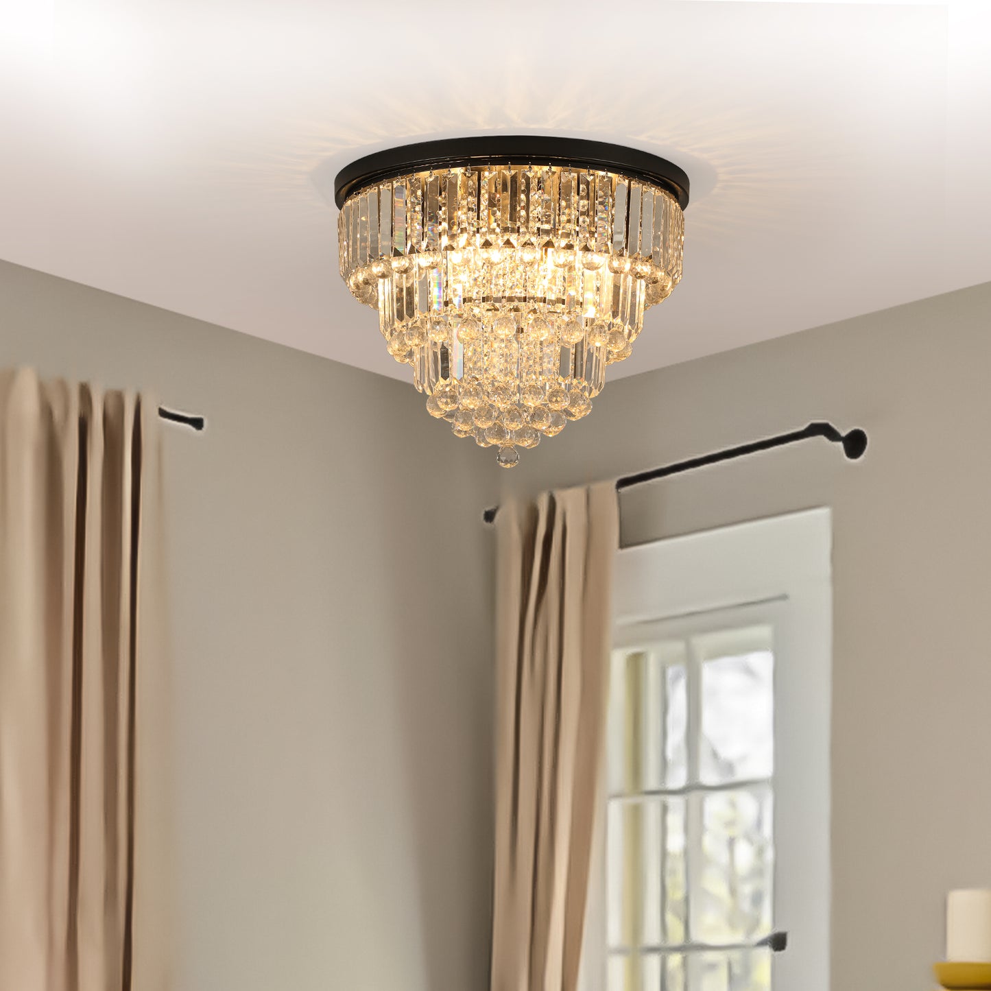 Black luxury bedroom crystal chandelier,E12(No Bulbs)