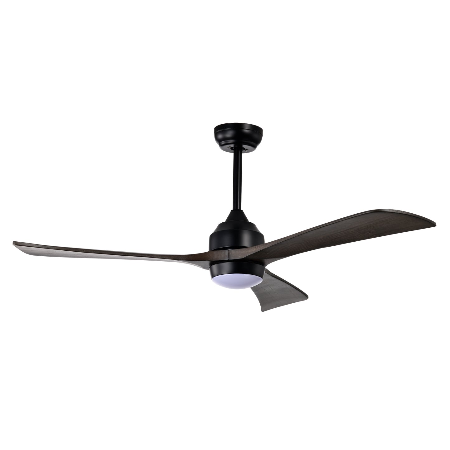 Melysen 52" Ceiling Fan with Lights Remote Control,Quiet DC Motor 3 Blade Ceiling Fans 6 Speed Levels,Reversible Ceiling Fan, for Patio Living Room, Bedroom, Office,Indoor.(Matte Black +Black Walnut )