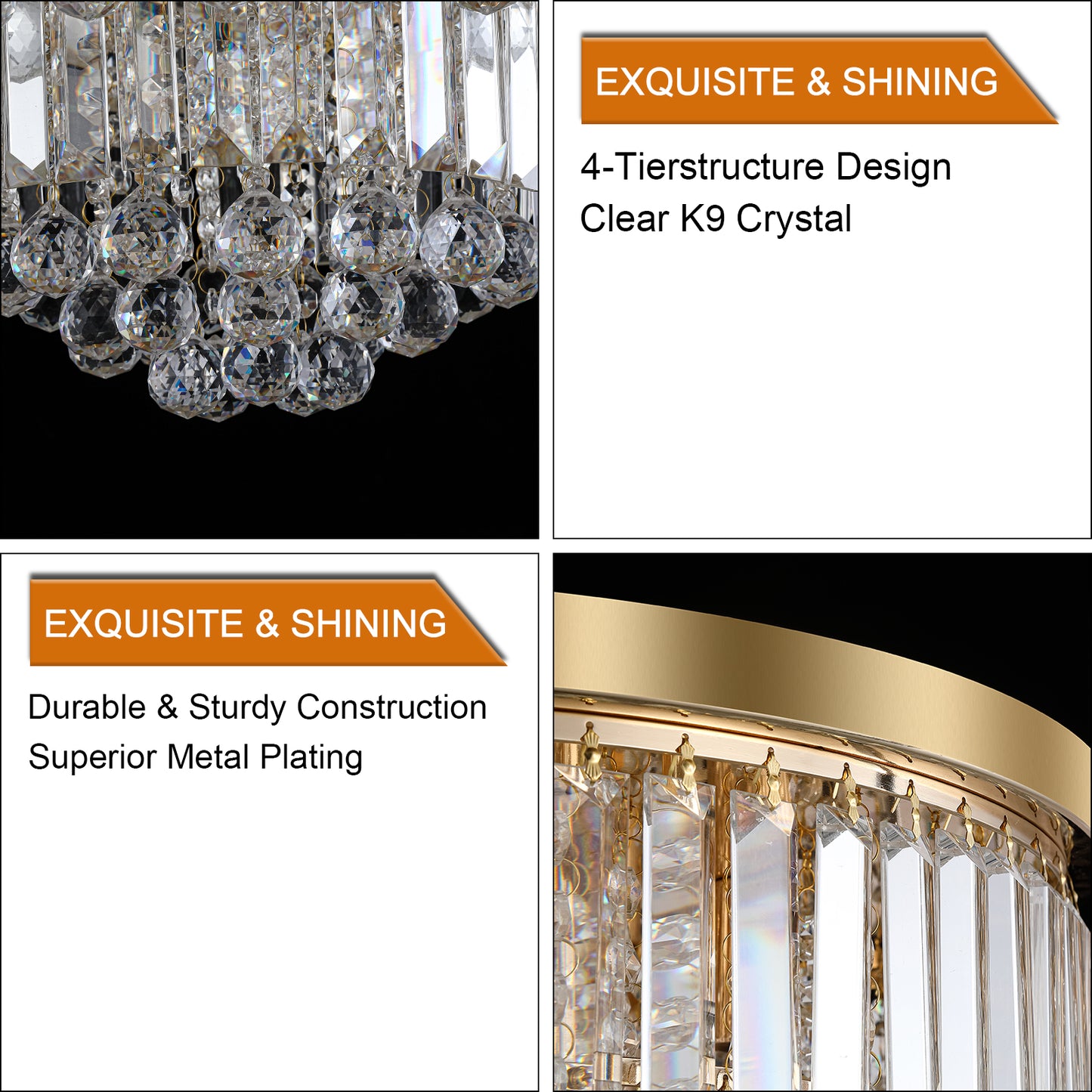 Gold luxury bedroom crystal chandelier,E12(No Bulbs)