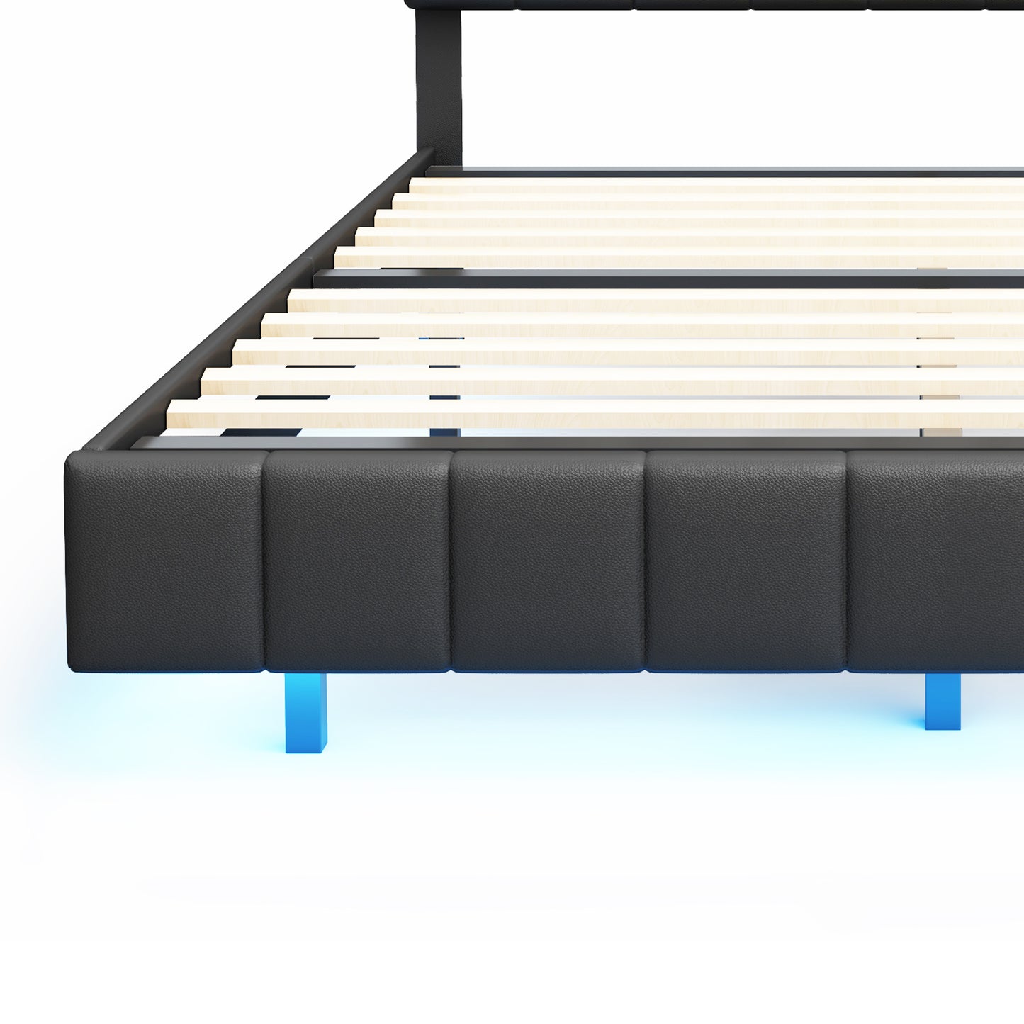 Melysen Queen Size Floating Bed Frame with LED Lights and USB Charging,Modern Upholstered Platform LED Bed Frame