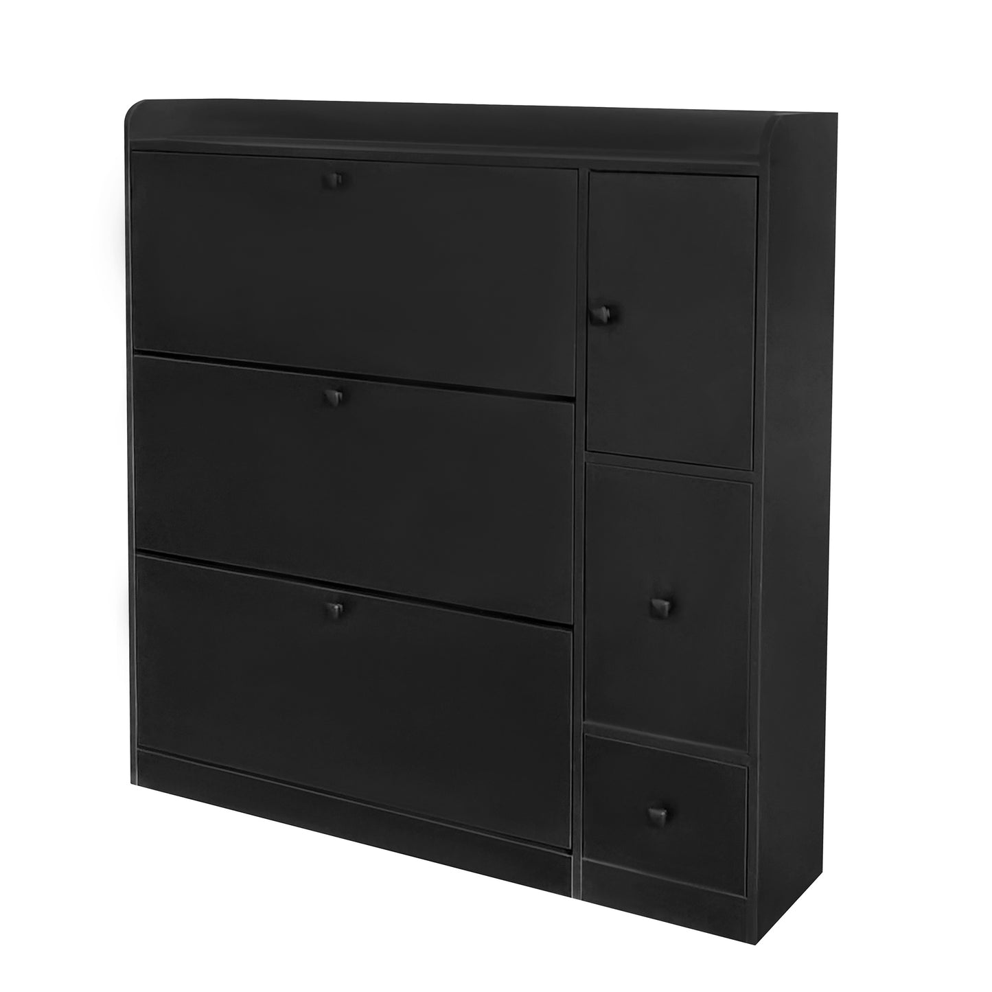 Melysen Versatile Shoe Cabinet with 3 Flip Drawers，Black