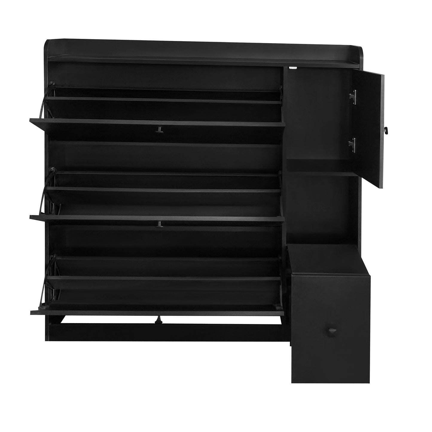 Melysen Versatile Shoe Cabinet with 3 Flip Drawers，Black