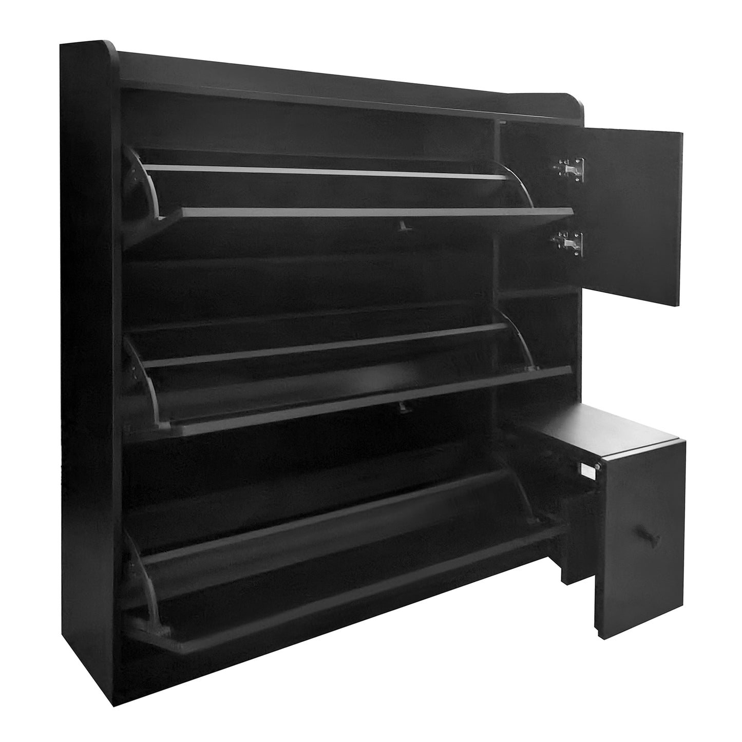 Melysen Versatile Shoe Cabinet with 3 Flip Drawers，Black