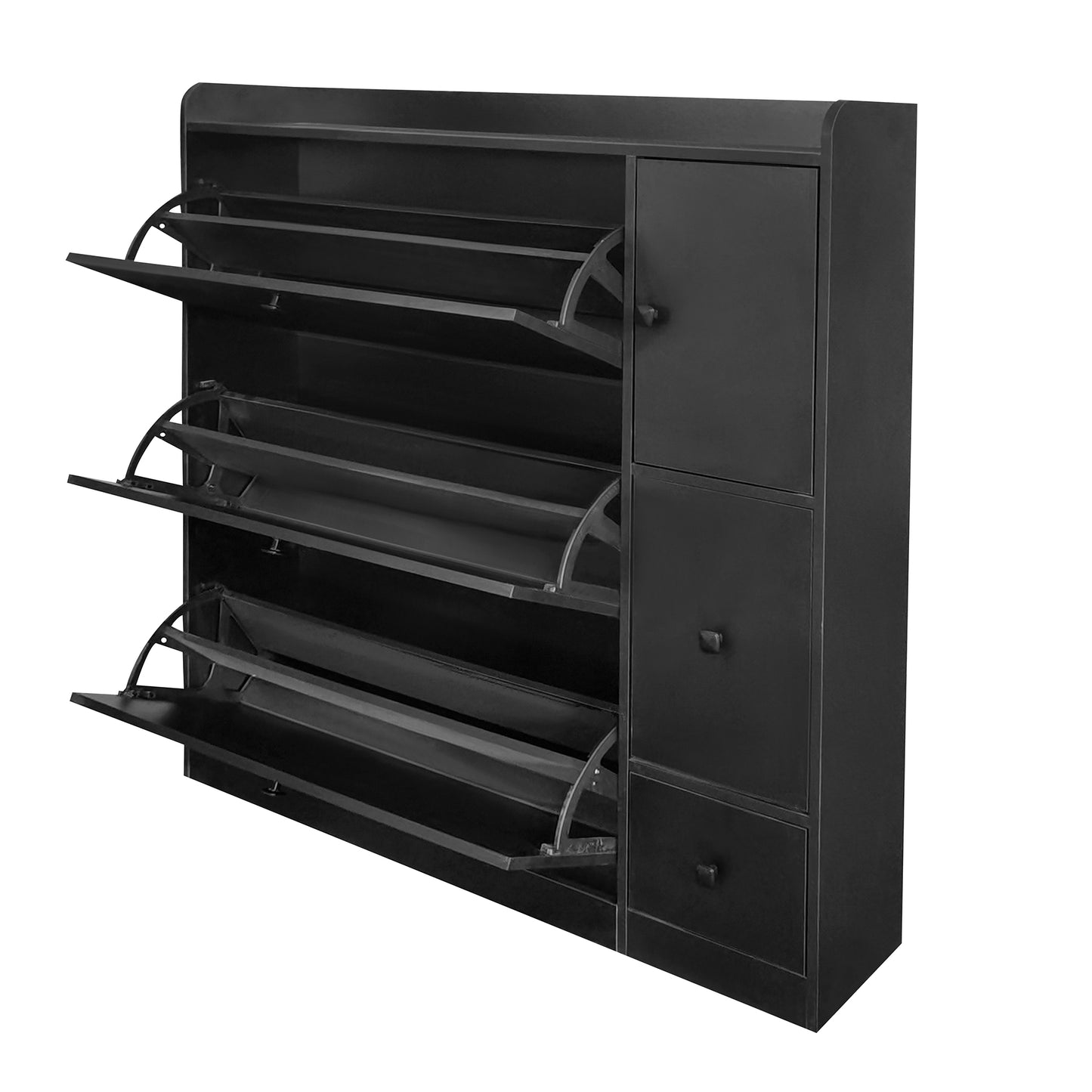 Melysen Versatile Shoe Cabinet with 3 Flip Drawers，Black