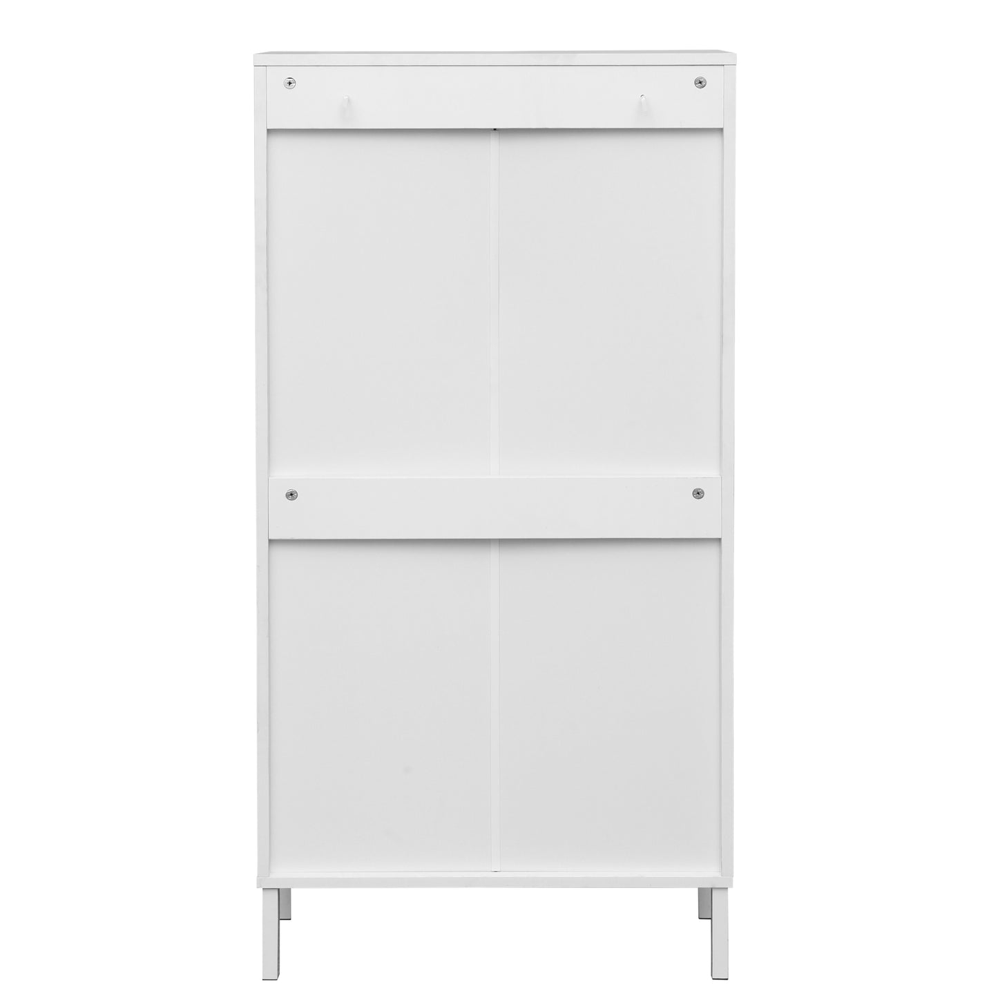 Melysen Natural Rattan 3 Door Shoe Rack, Freestanding Modern Shoe Storage Cabinet,White+Natural