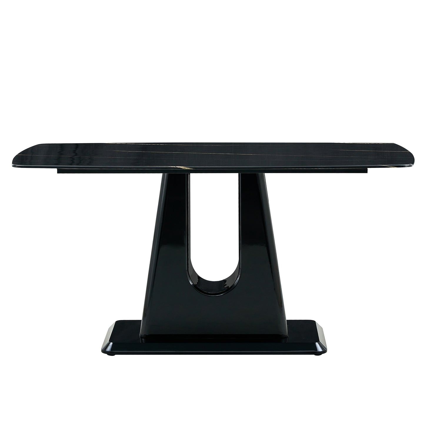 Melysen Luxurious Table Black Imitation Marble Tabletop with Mdf U-Shaped Legs