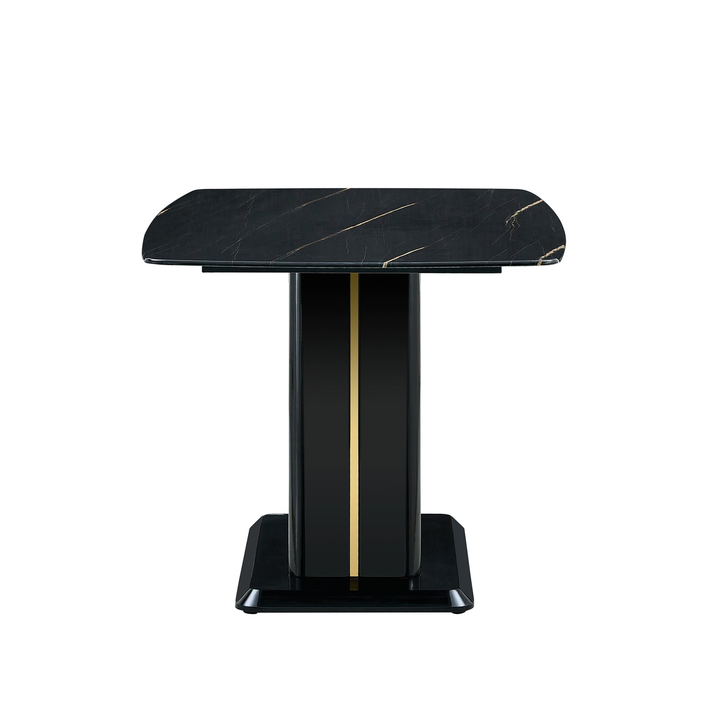 Melysen Luxurious Table Black Imitation Marble Tabletop with Mdf U-Shaped Legs