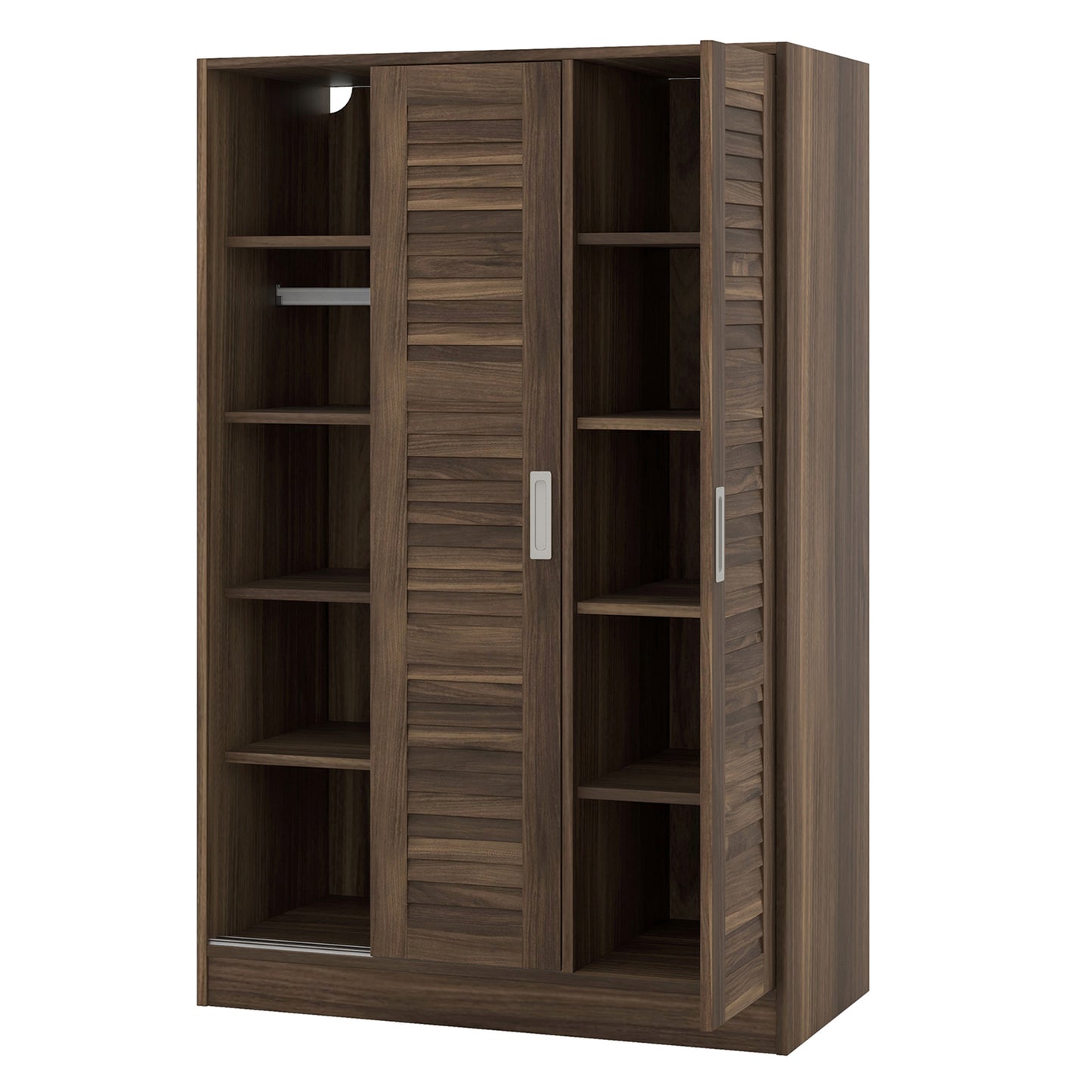 Melysen 3-Door Shutter Wardrobe with shelves, Walnut