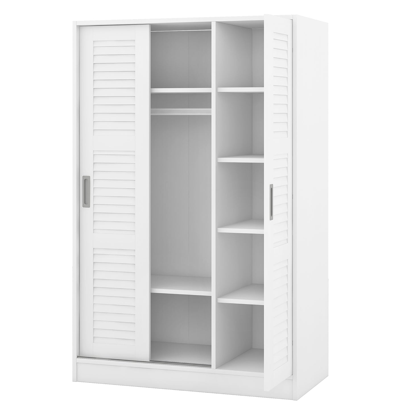 Melysen White 3-Door Shutter Wardrobe with shelves