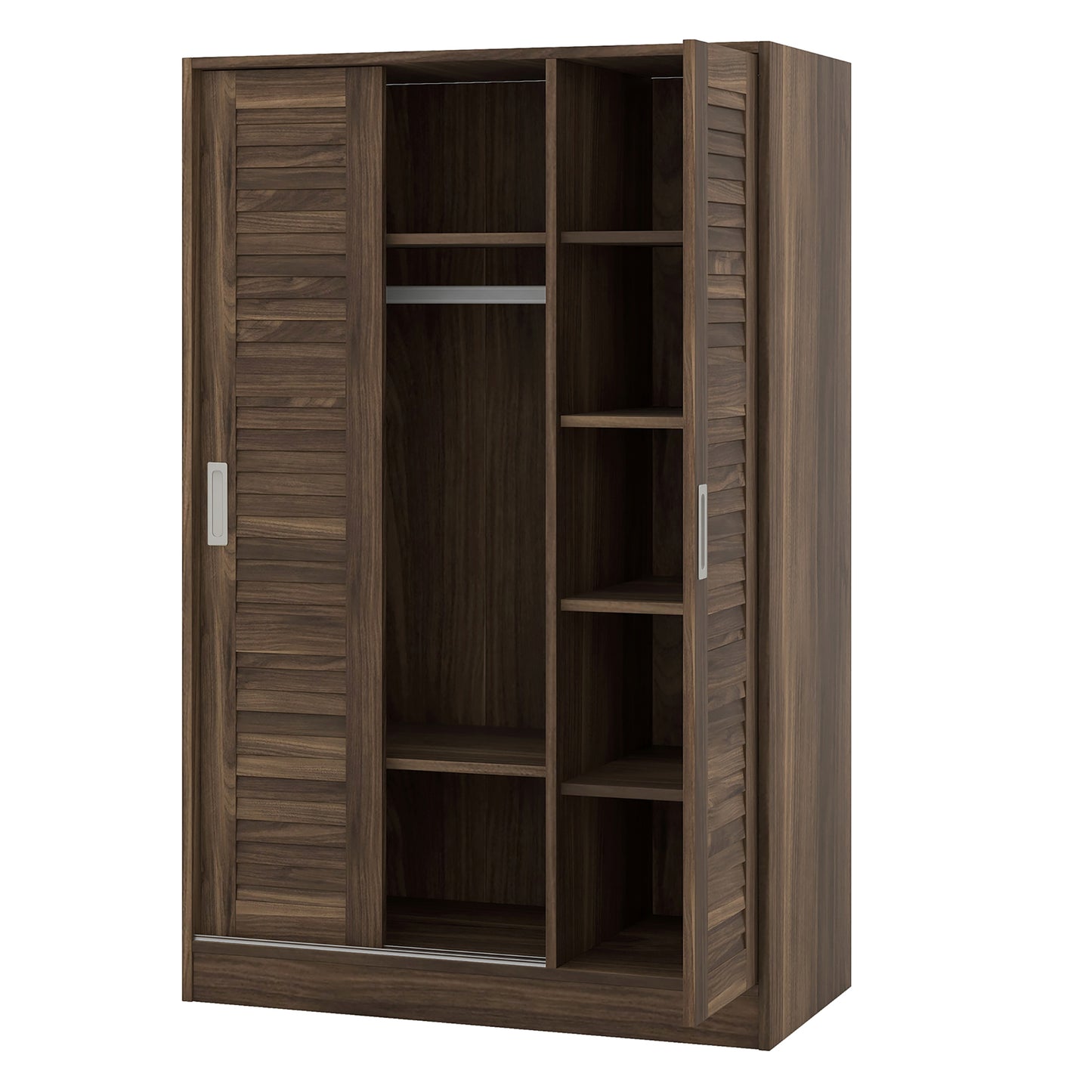 Melysen 3-Door Shutter Wardrobe with shelves, Walnut