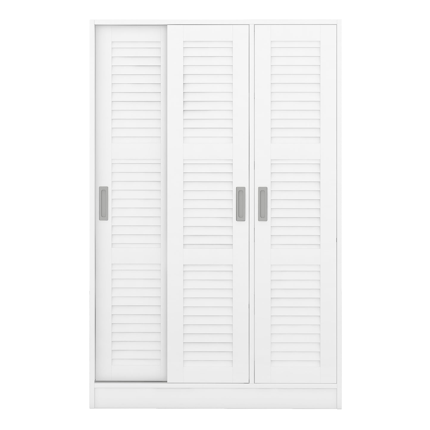 Melysen White 3-Door Shutter Wardrobe with shelves