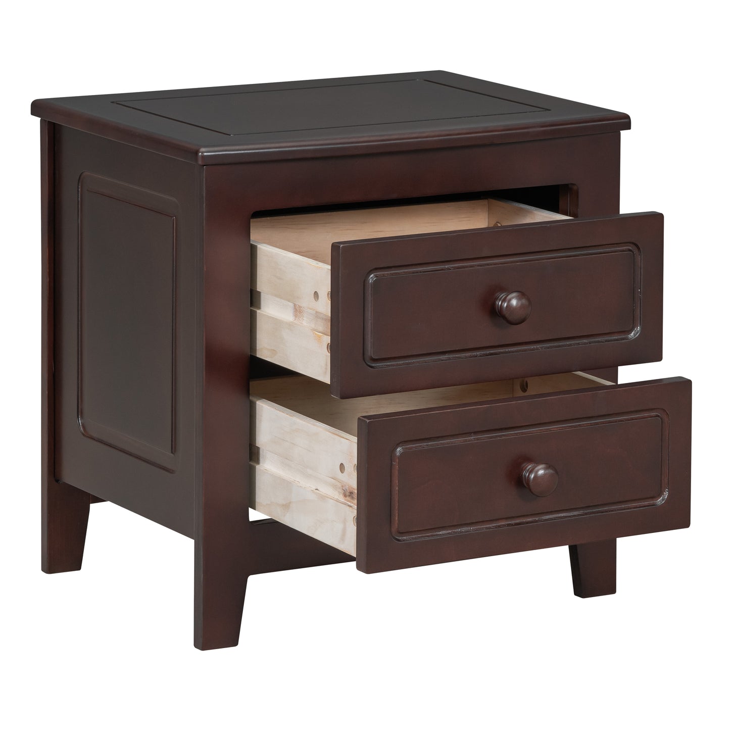 Melysen 2-Drawer Nightstand for Bedroom, Mid Century Retro Bedside Table with Classic Design