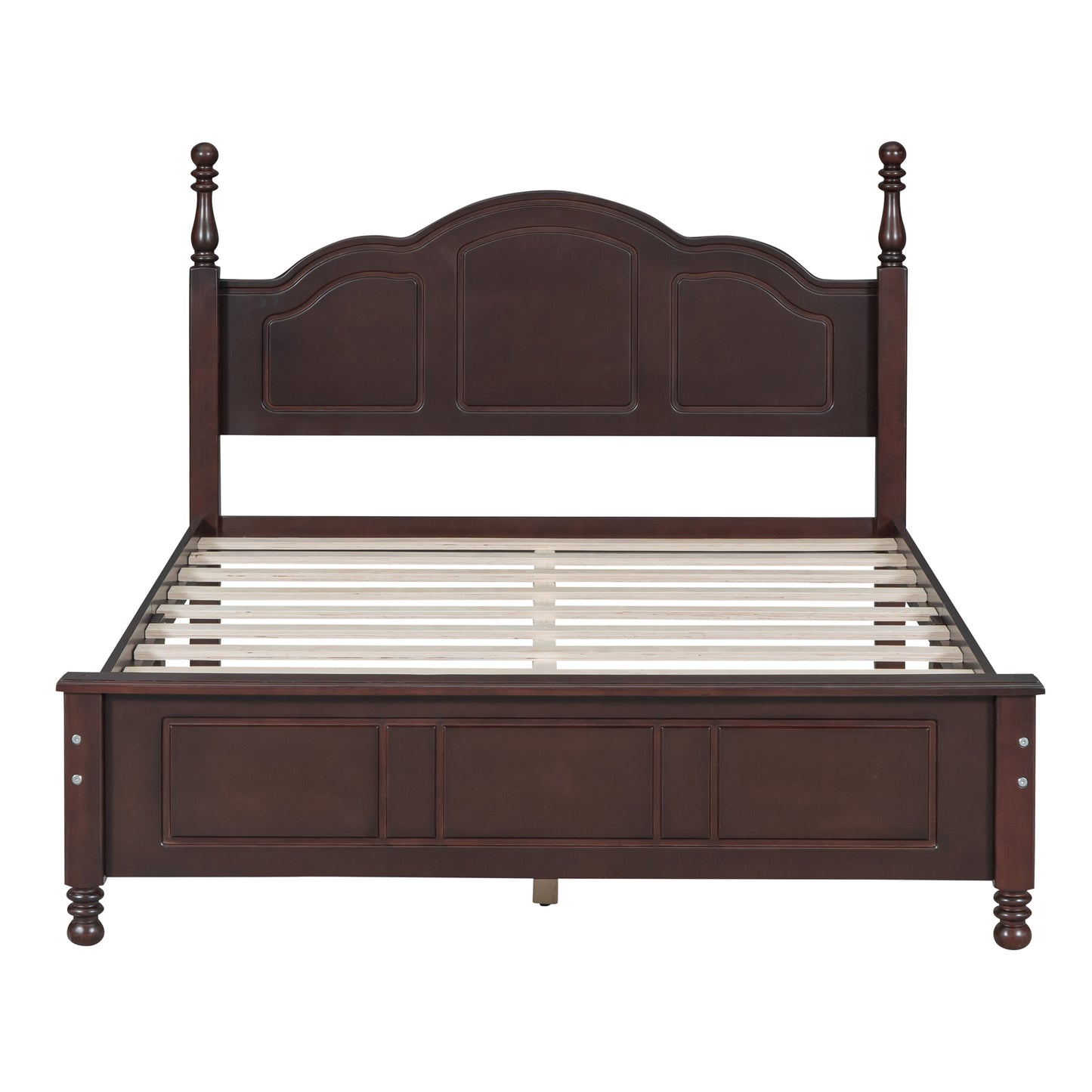 Melysen 3-Pieces Bedroom Sets,Full Size Wood Platform Bed and Two Nightstands-Dark Walnut