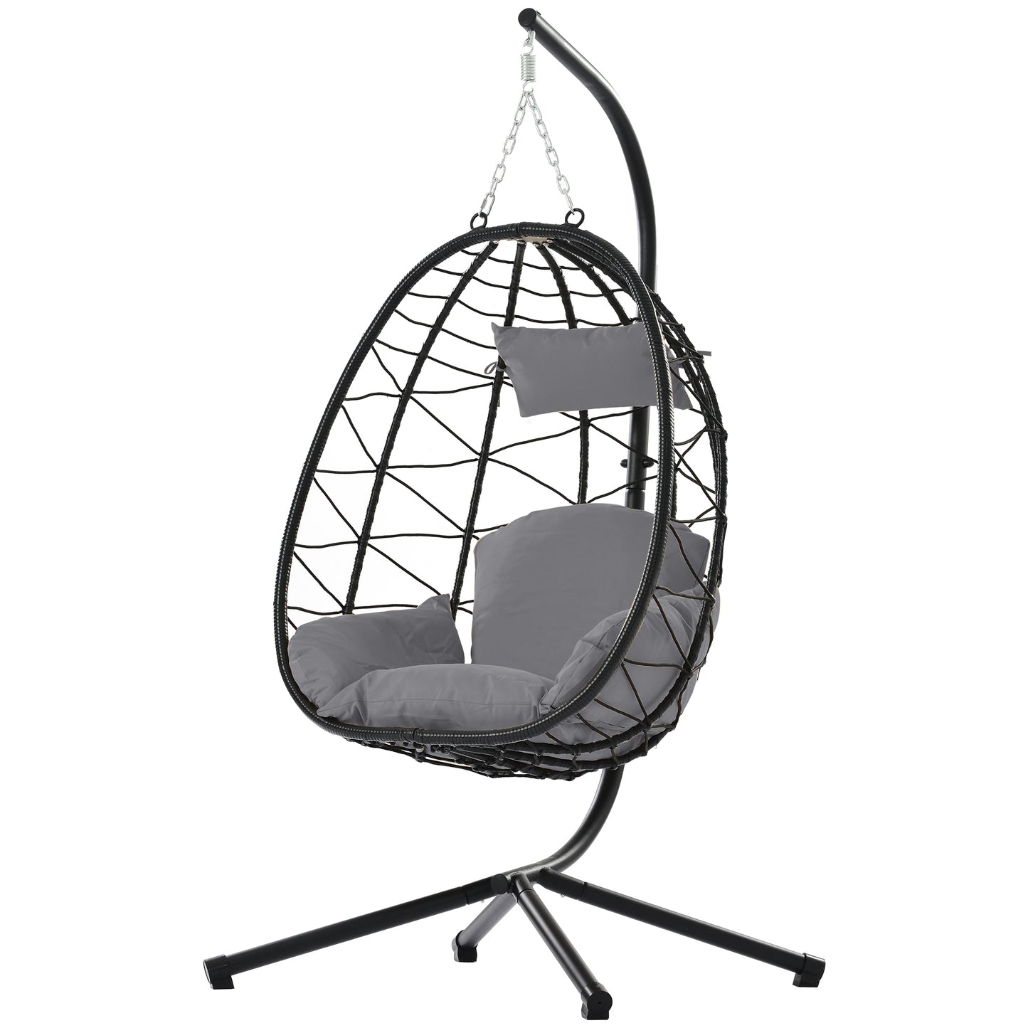 Melysen Egg Chair with Stand Indoor Outdoor Swing Chair Patio Wicker Hanging Egg Chair Hanging Basket Chair Hammock Chair with Stand for Bedroom Living Room Balcony,Dark Gray