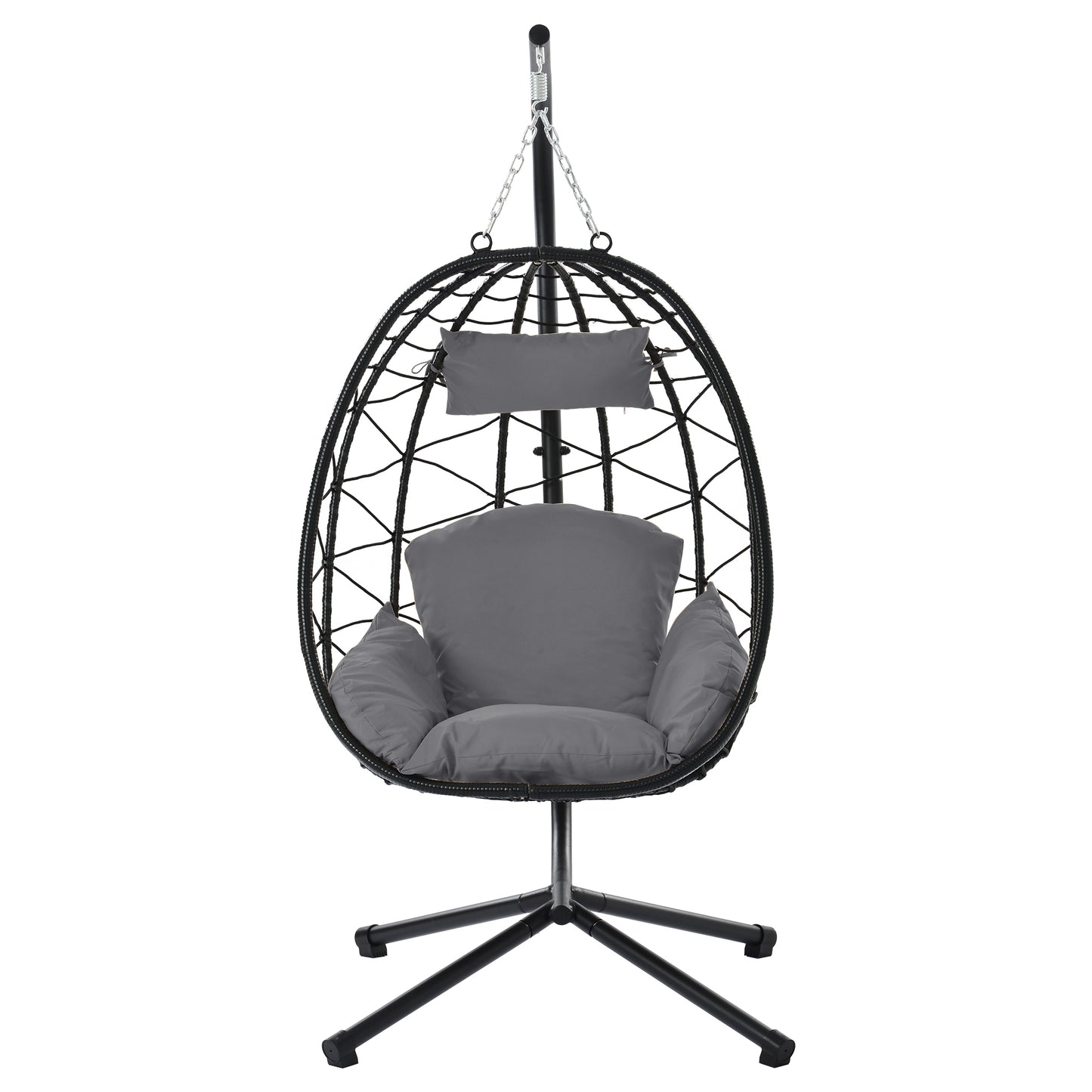 Melysen Egg Chair with Stand Indoor Outdoor Swing Chair Patio Wicker Hanging Egg Chair Hanging Basket Chair Hammock Chair with Stand for Bedroom Living Room Balcony,Dark Gray