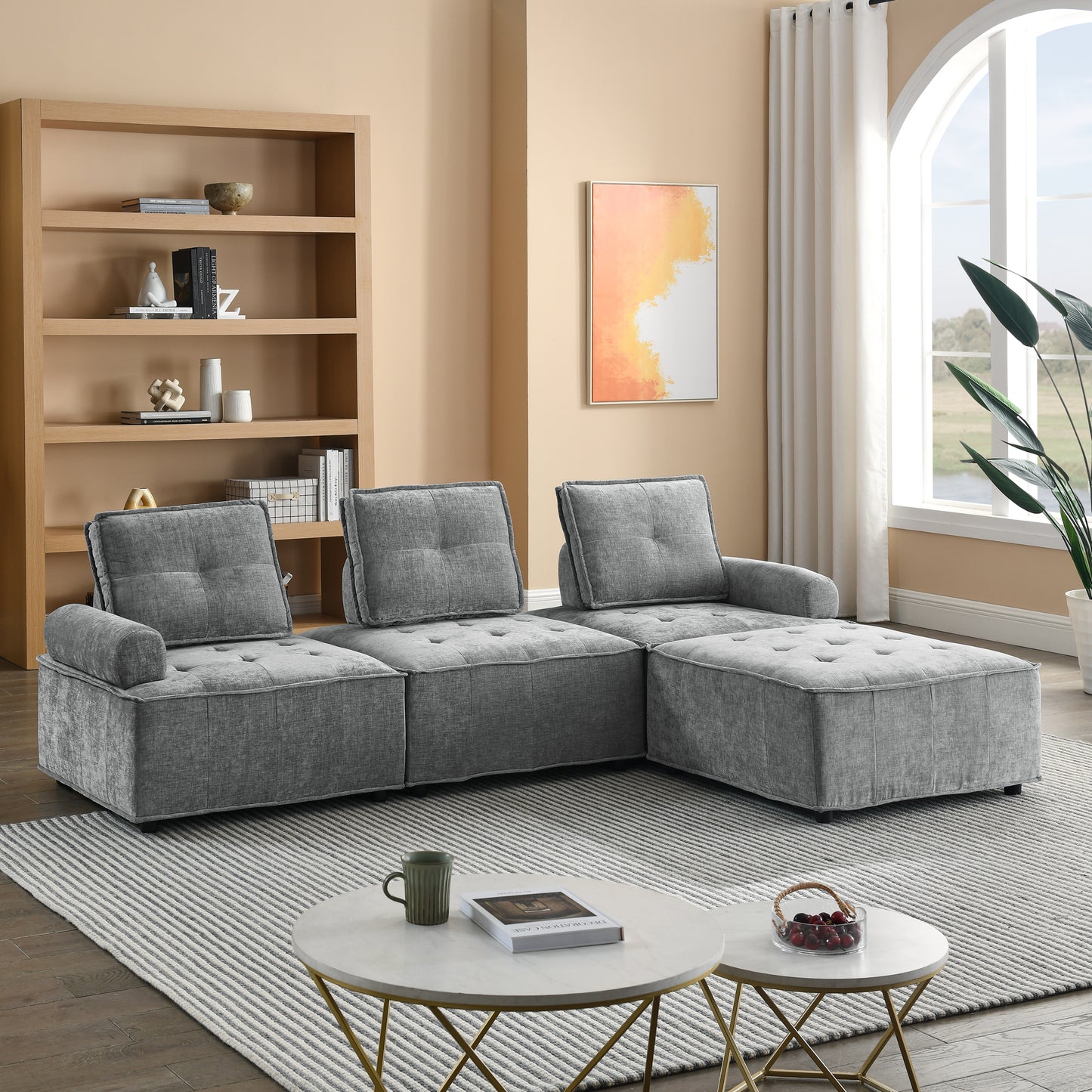 Melysen L-Shape Modular Sectional Sofa,DIY Combination,Chenille