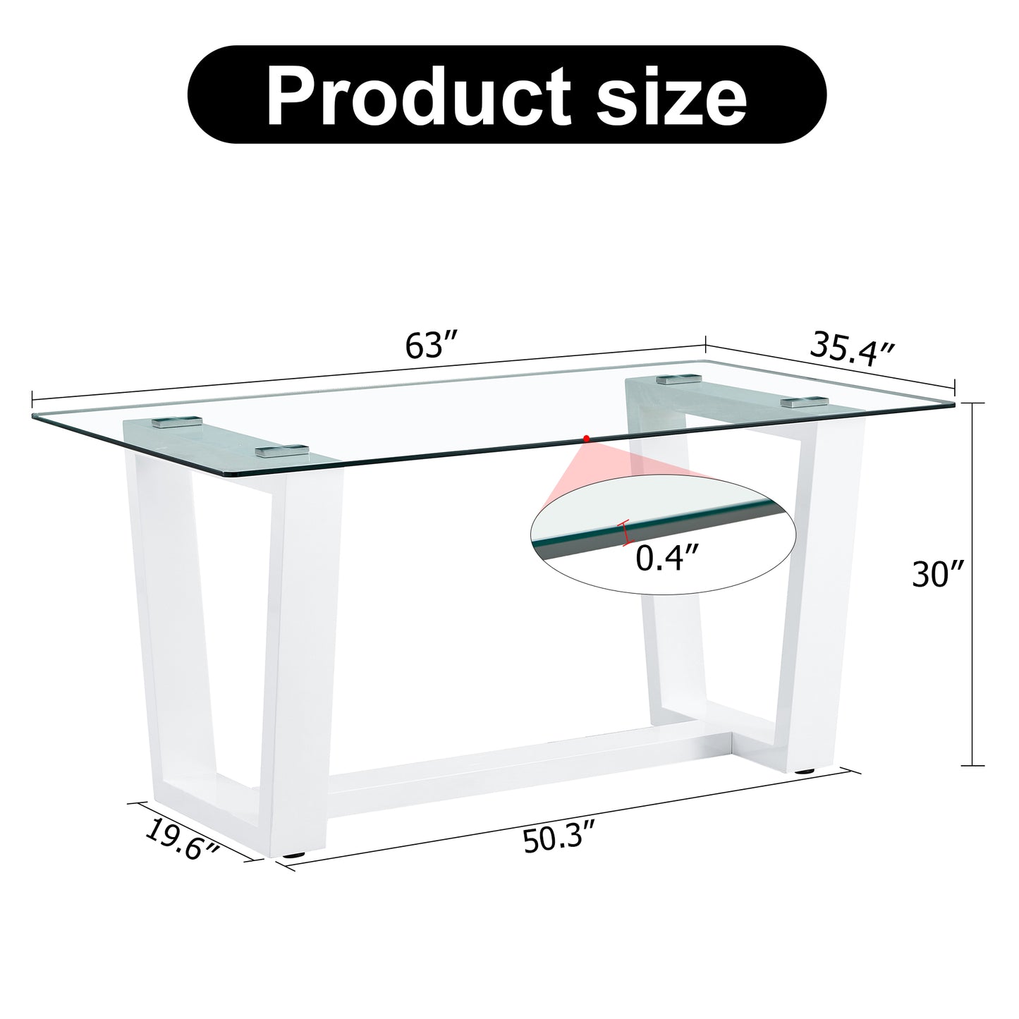 Melysen Table and Chair Set, Rectangular Dining Table, Equipped with 0.4"Tempered Glass Tabletop and White Mdf Trapezoidal Support, Paired with Lattice Armless High Back Dining Chairs (1 Table+6 Chairs)